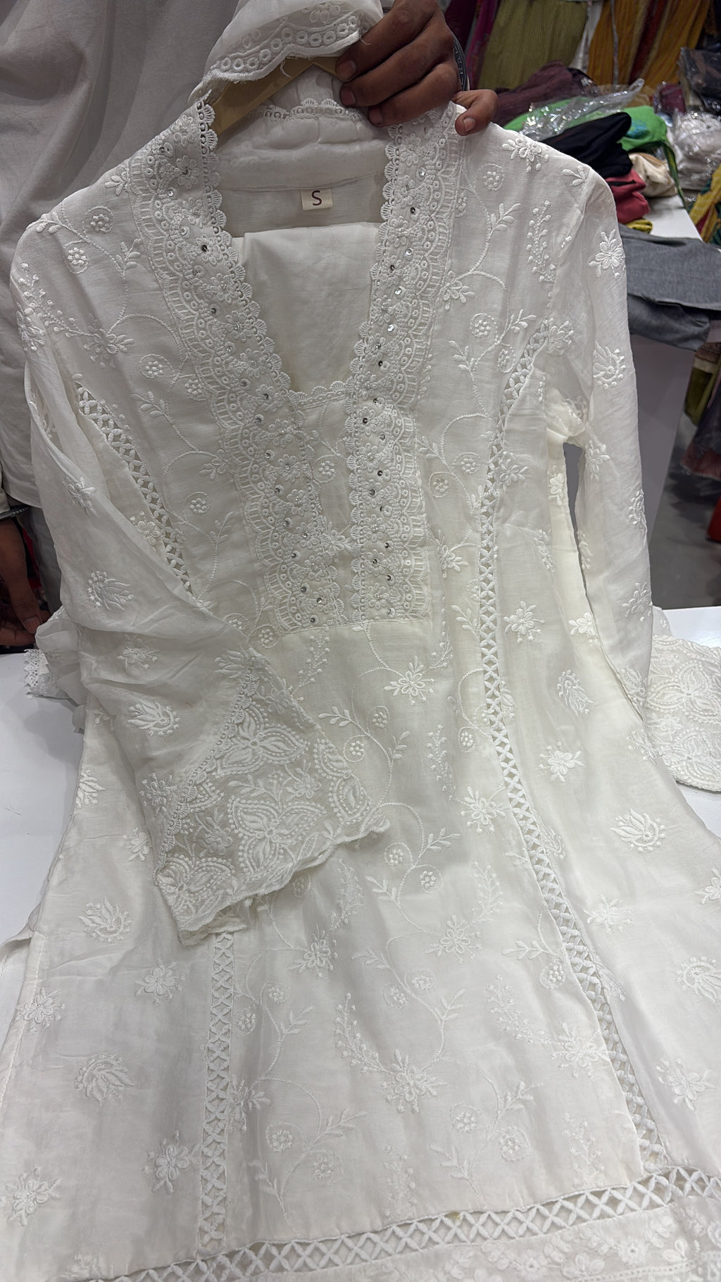 Quietly in White – Chikankari Straight Suit Set