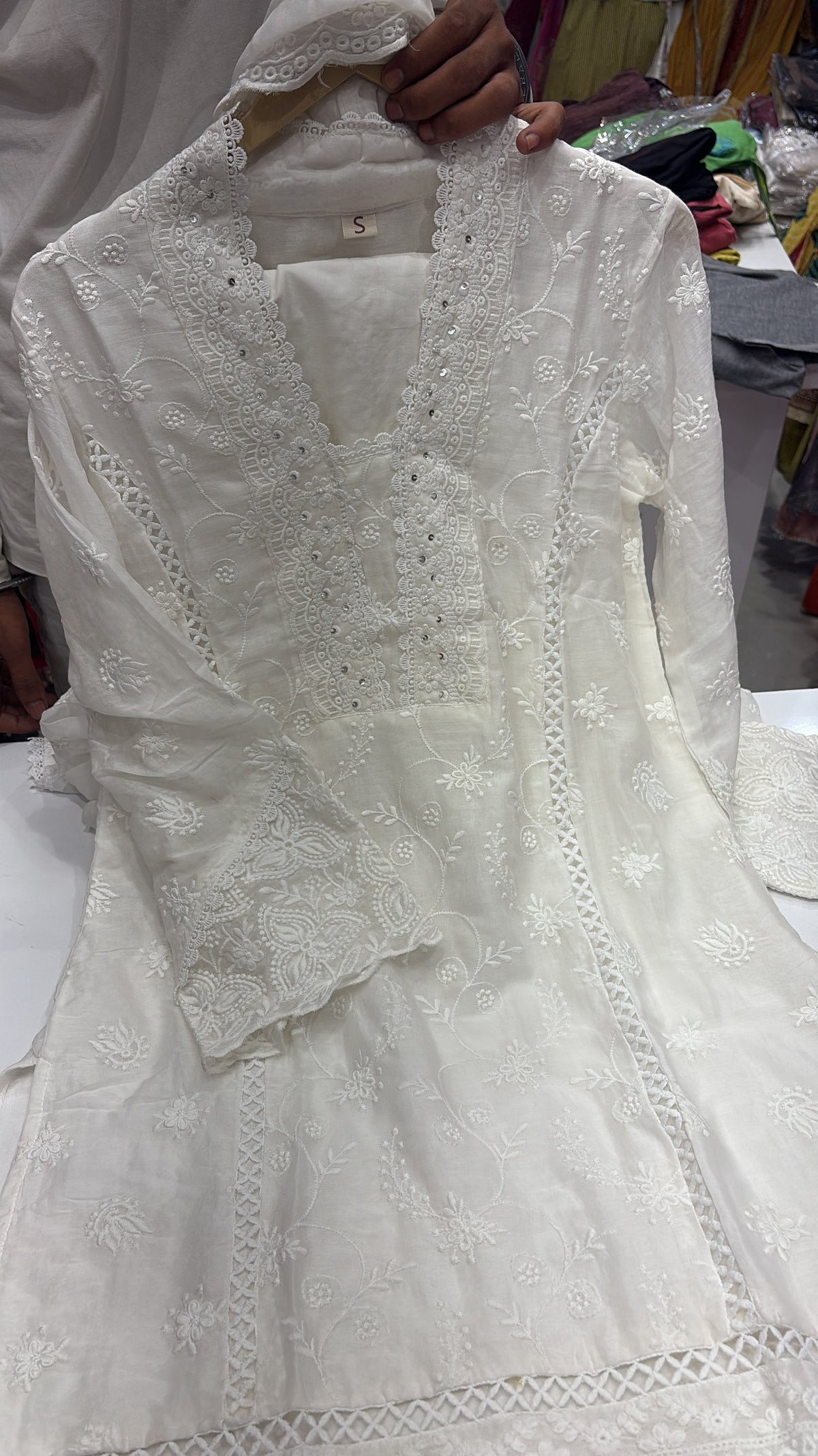 Quietly in White – Chikankari Straight Suit Set