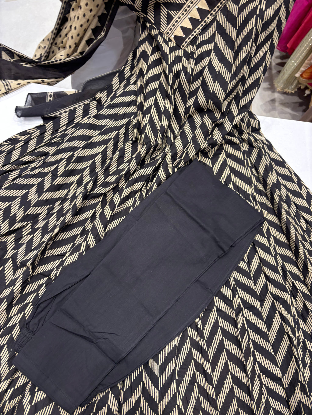 The Chevron Canvas – Printed Flared Anarkali