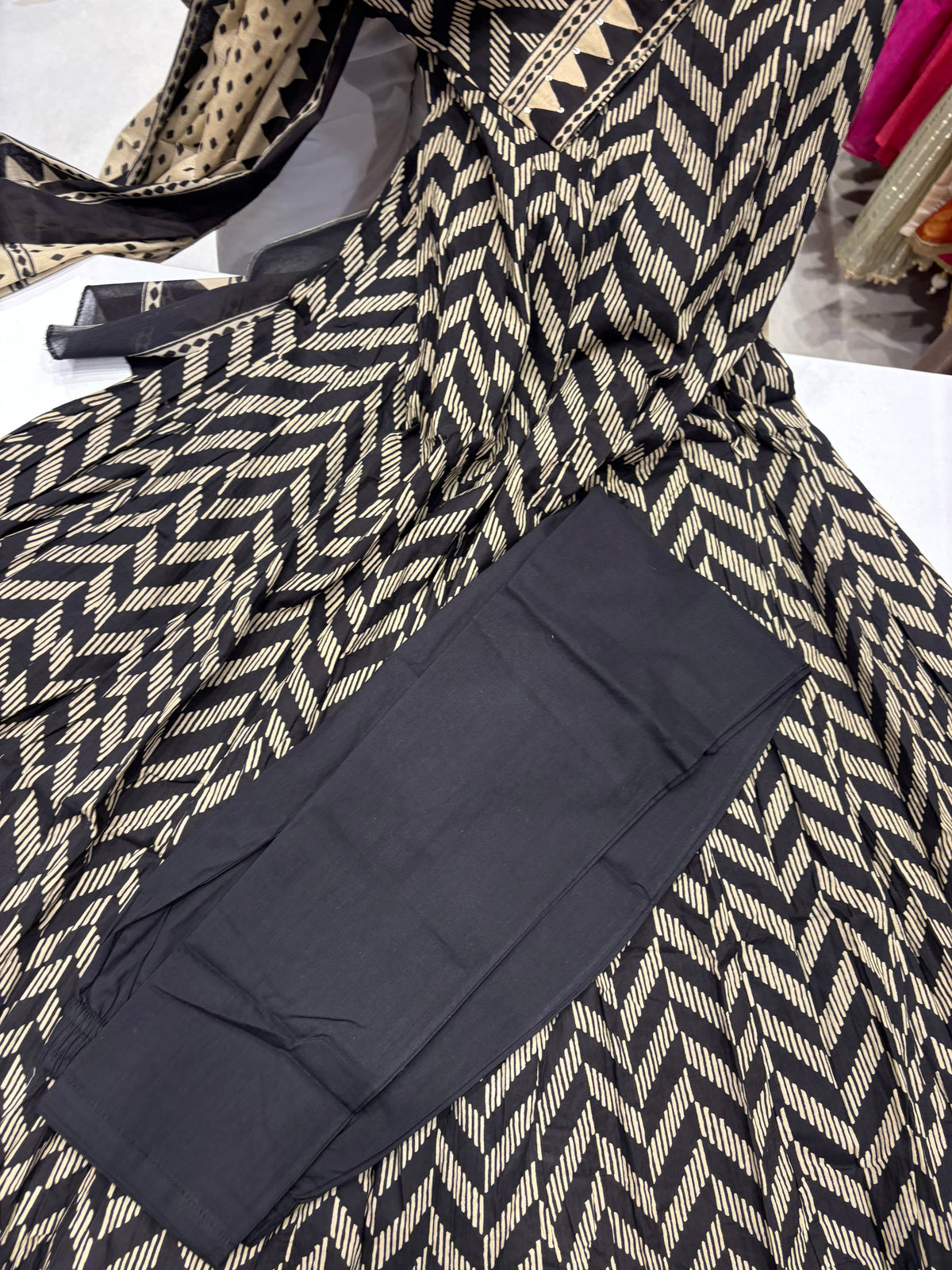 The Chevron Canvas – Printed Flared Anarkali