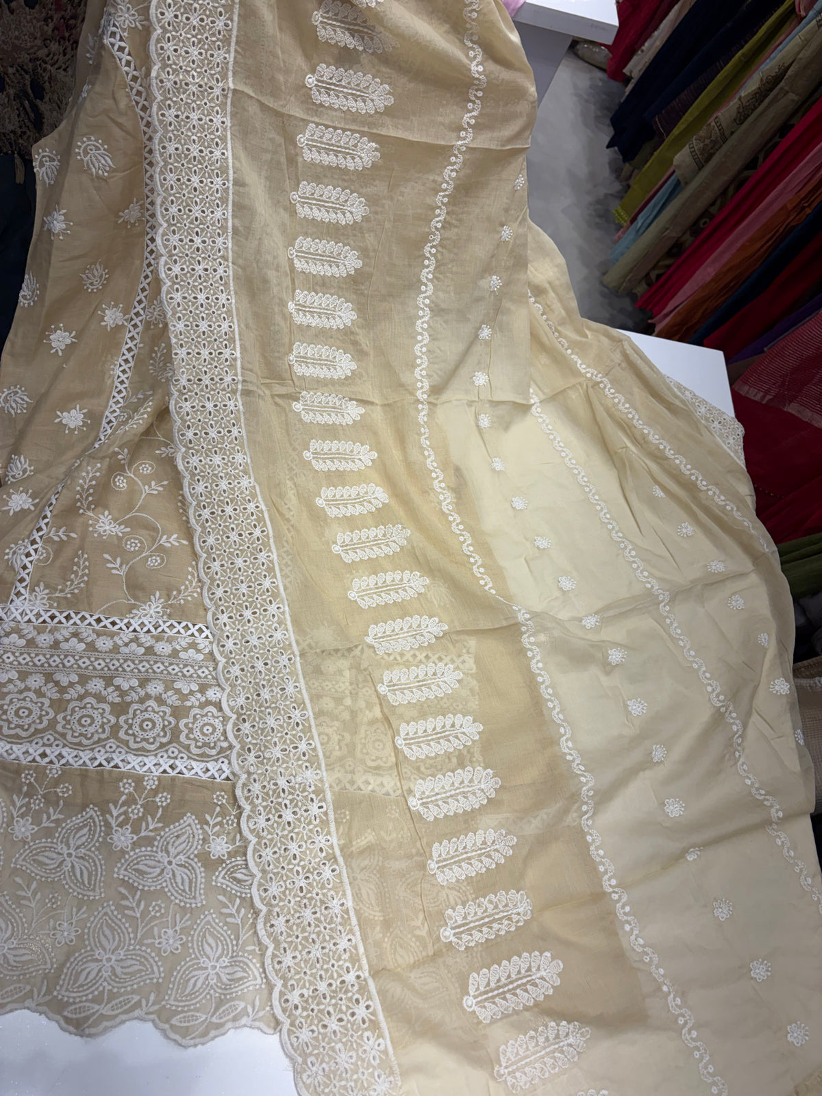 Blush Meets Ivory – Chikankari Straight Suit Set ⭐