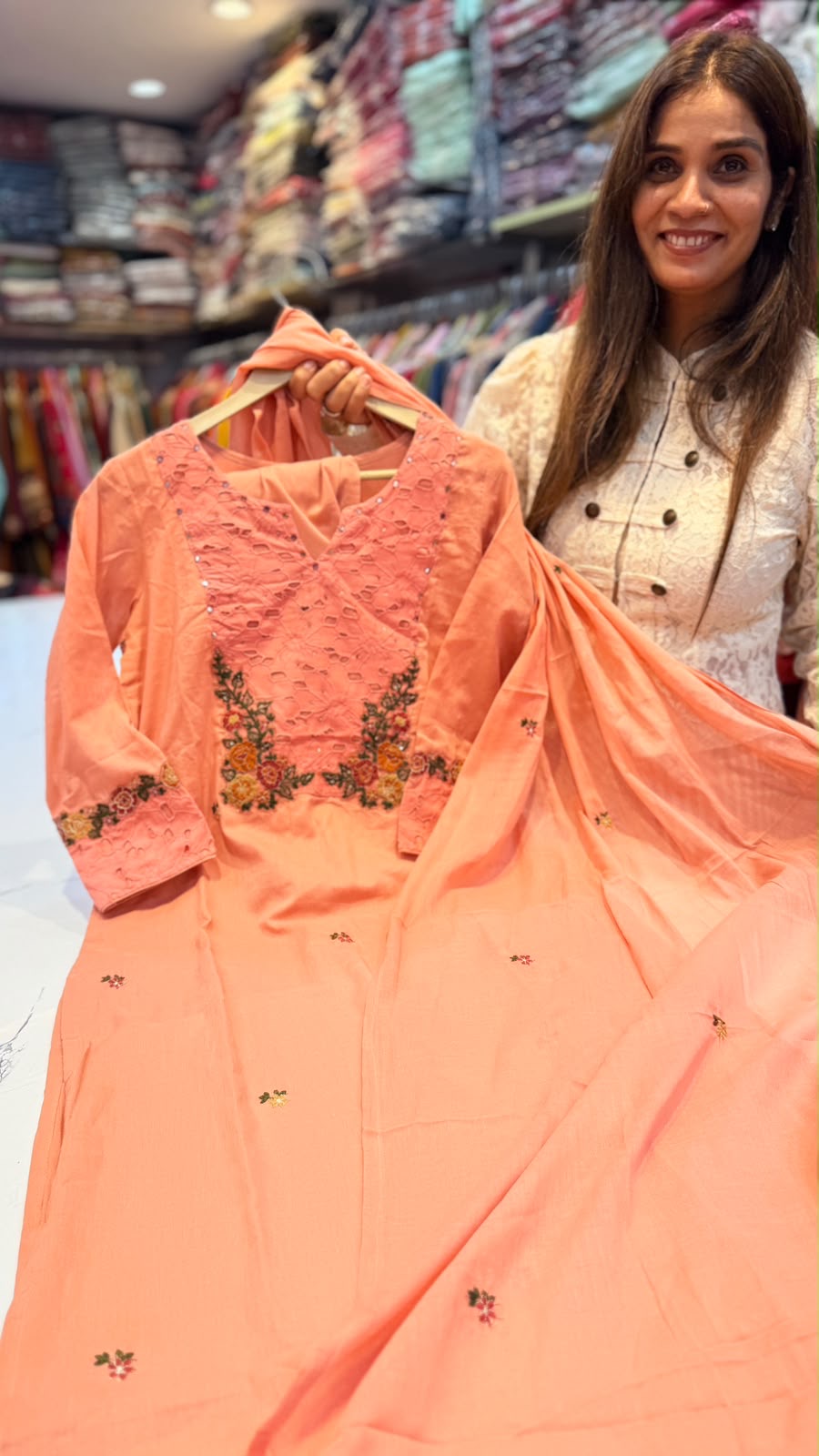 Floral Cutwork Embroidered Suit Set
