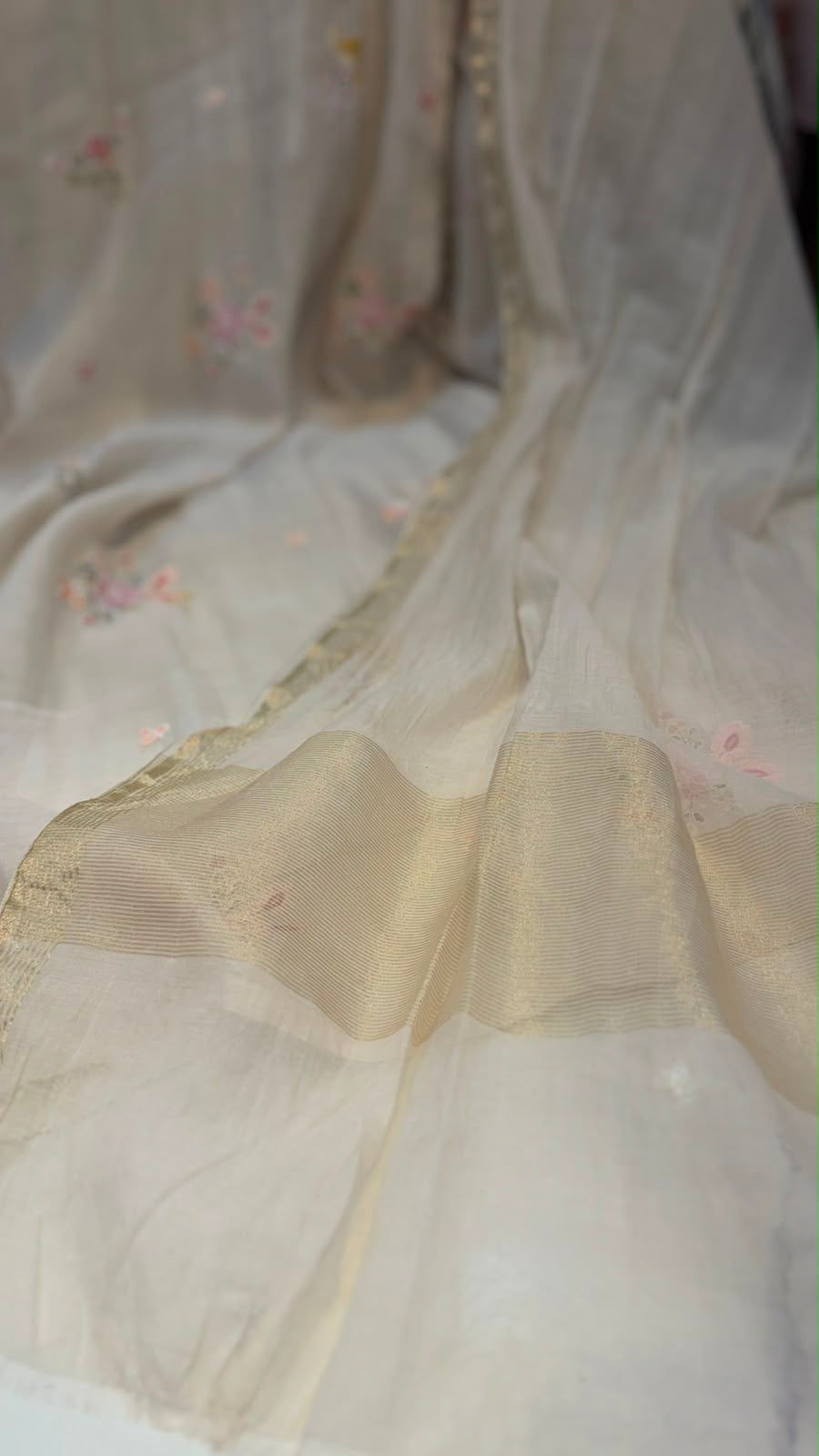 A Little Garden in Ivory — Mul Chanderi Luxe