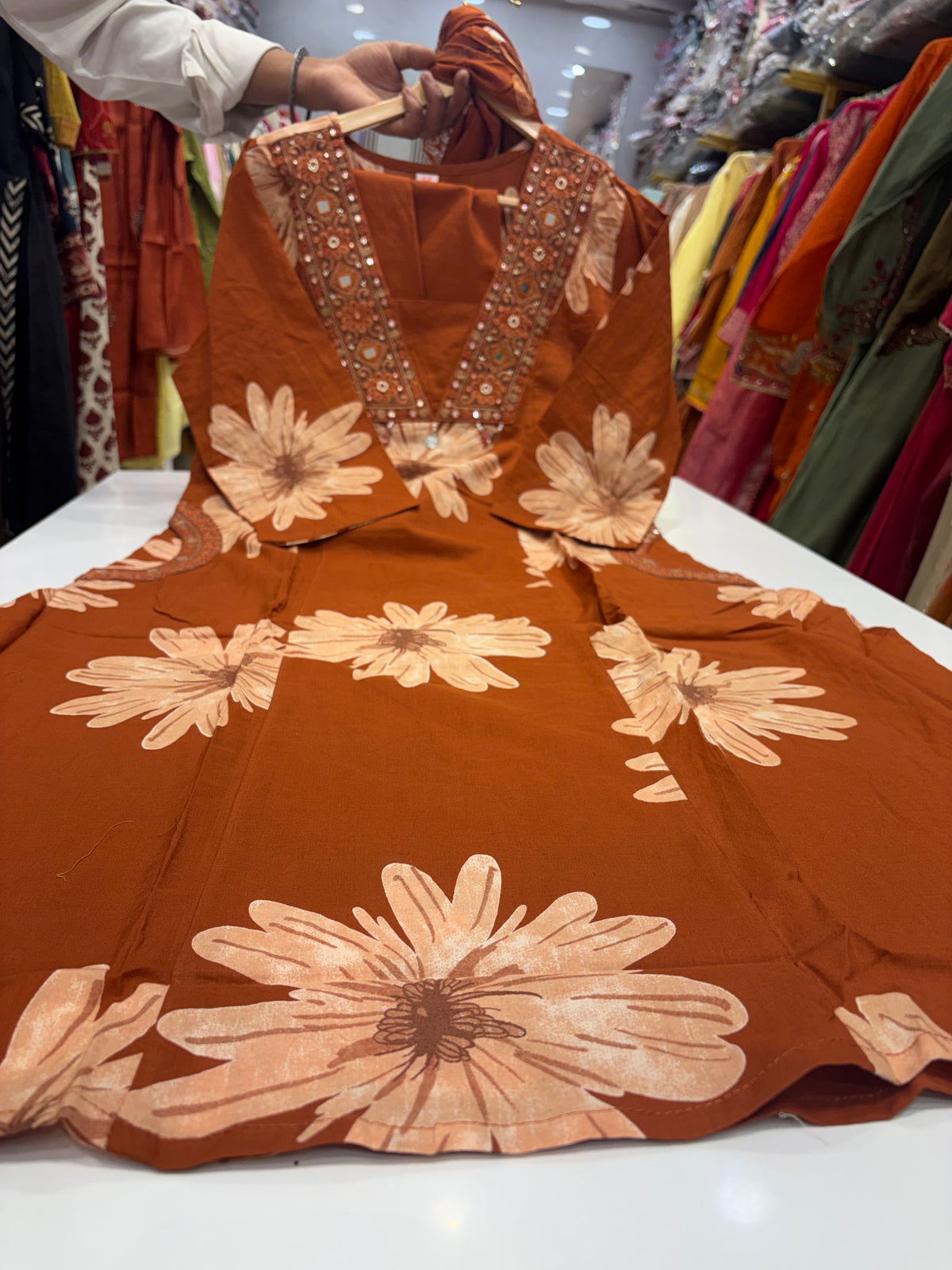 Florals in Full Swing – Printed Anarkali Suit Set ⭐