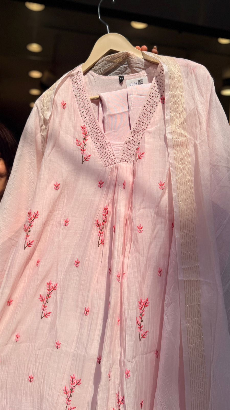 Pink Mist Mul Chanderi ~ Luxe