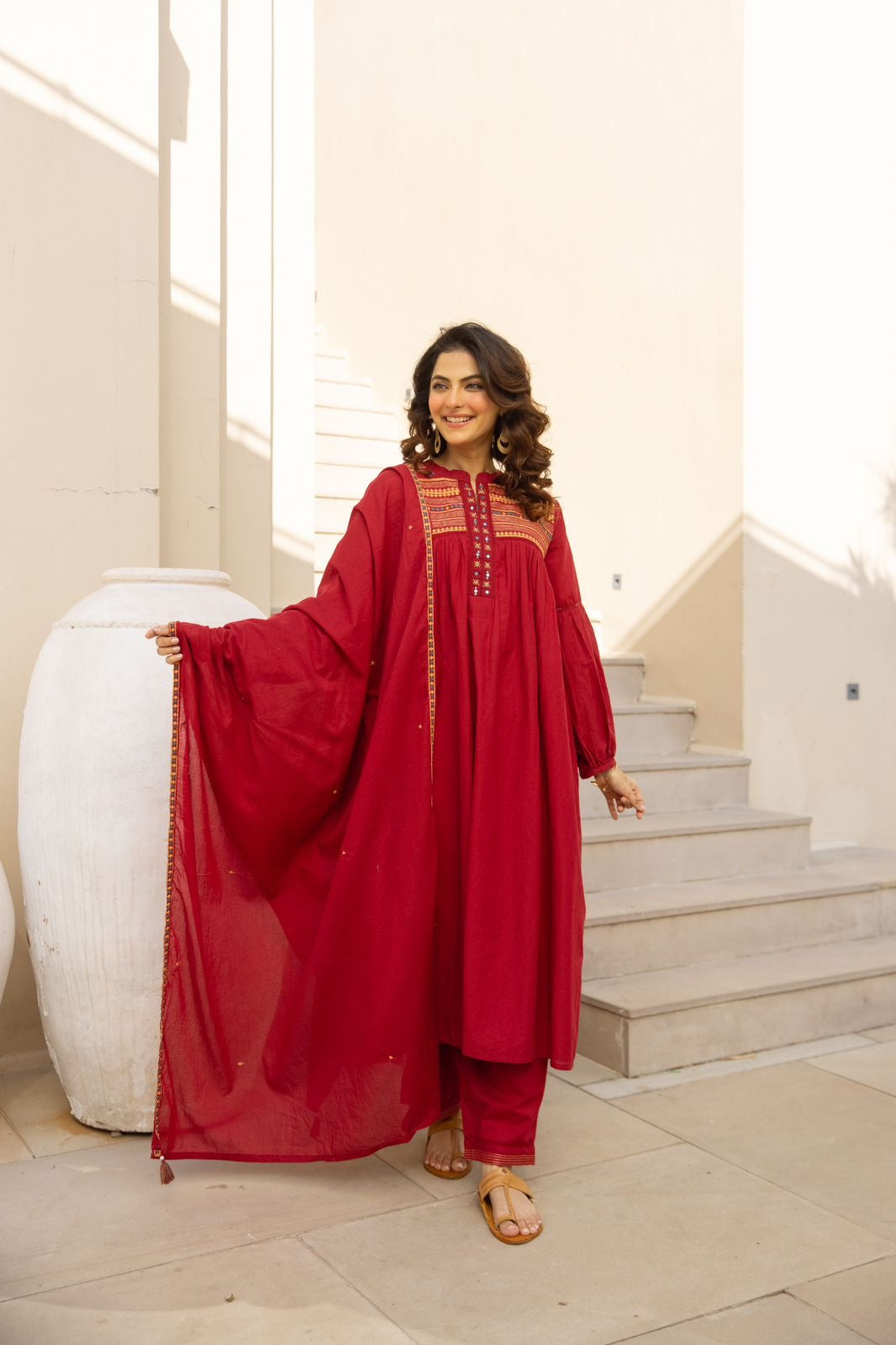 Crimson Noor Embroidered Suit Set