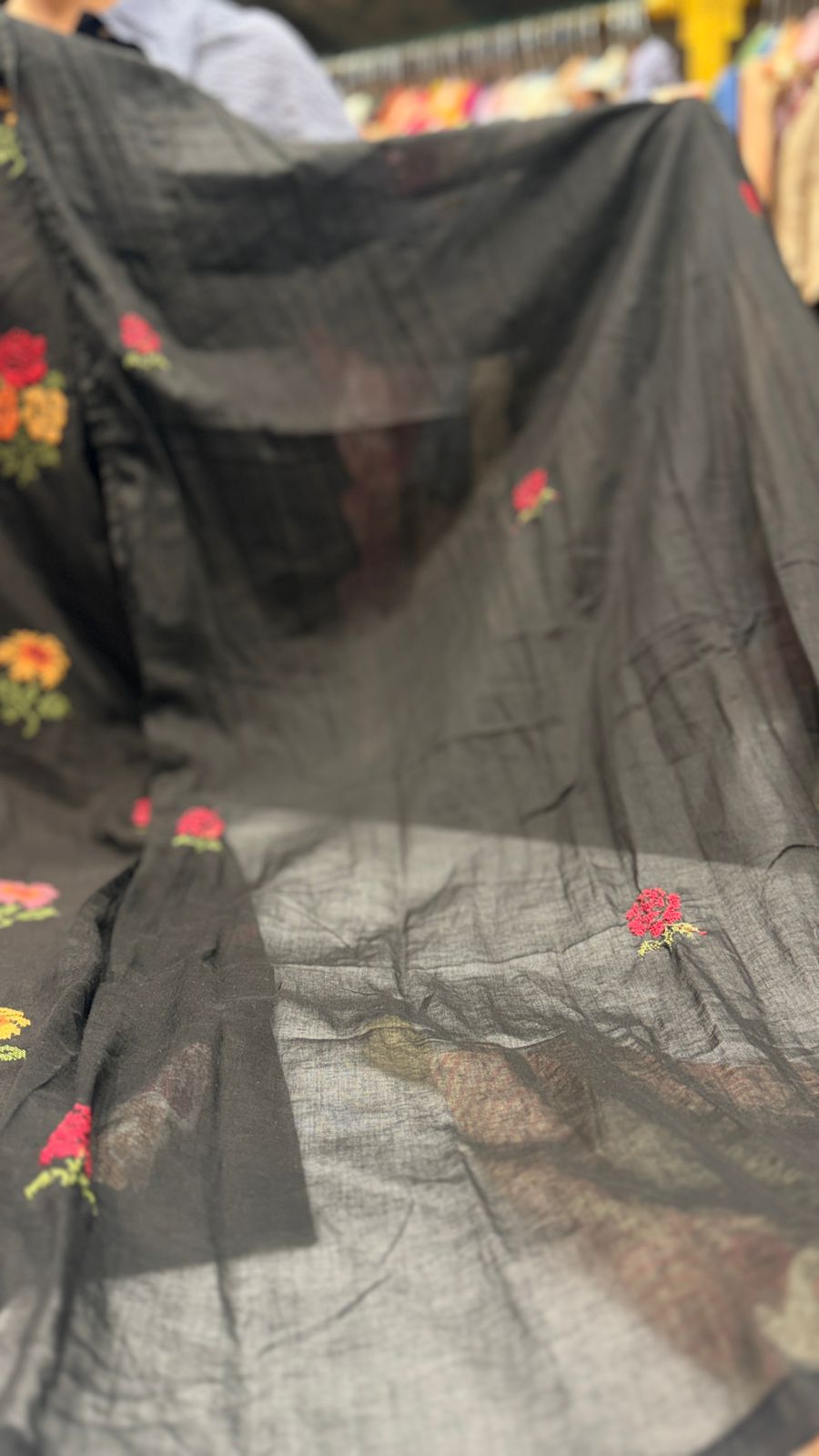 Black Floral Embroidered Suit Set