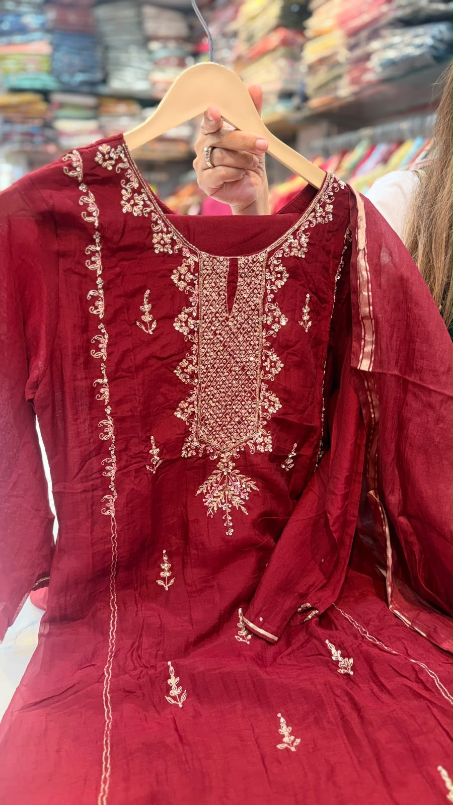 A Touch of Gilded Romance – Embroidered Festive Suit Set