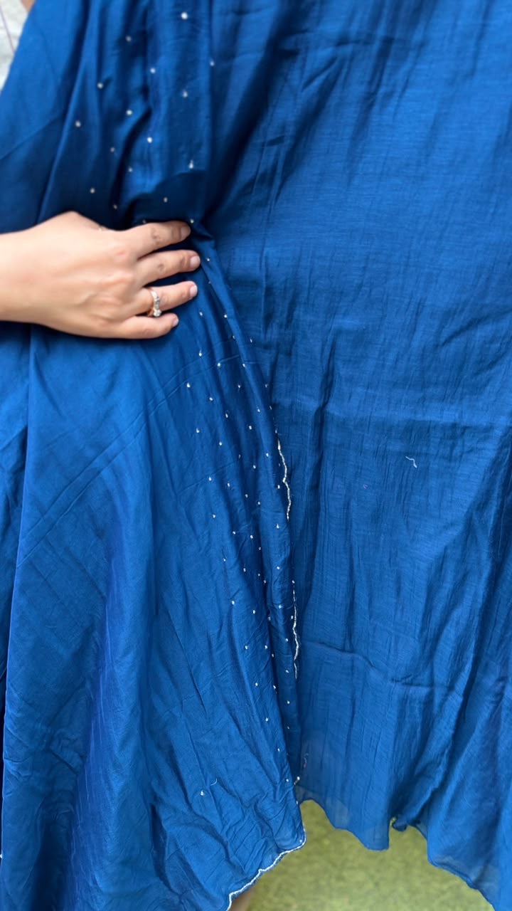 Azure Heirloom Mirror Mul Chanderi Suit