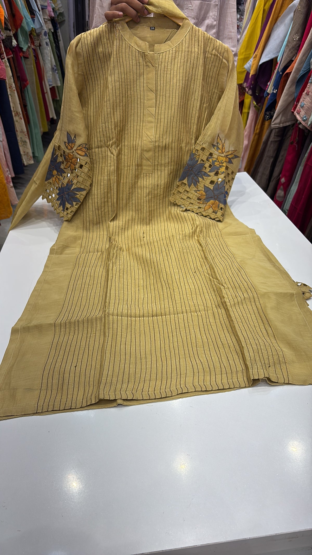 Where Flowers Meet the Grid – Cutwork Mul Chanderi Suit Set
