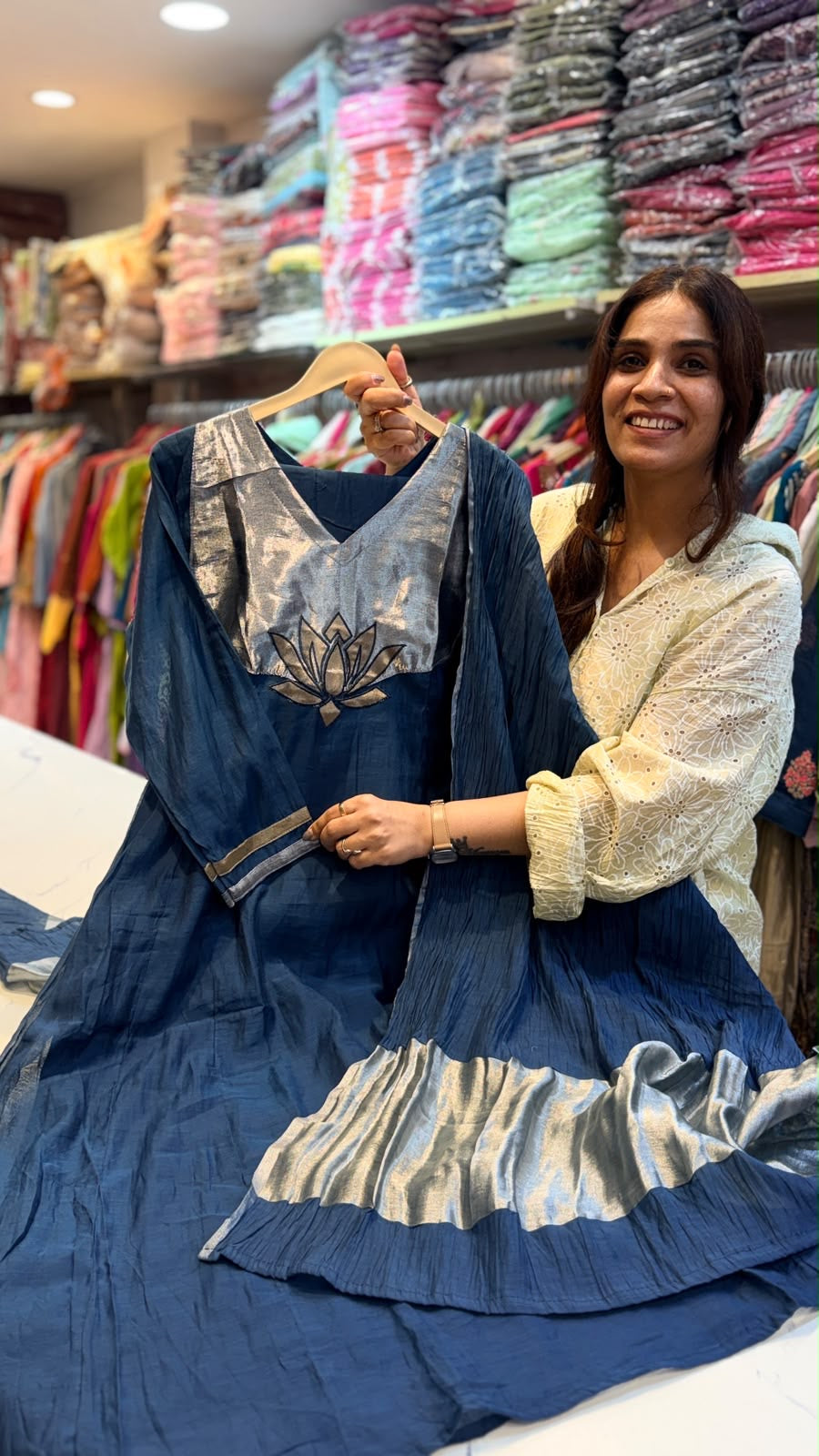 The Lotus Line – Mul Chanderi Suit Set