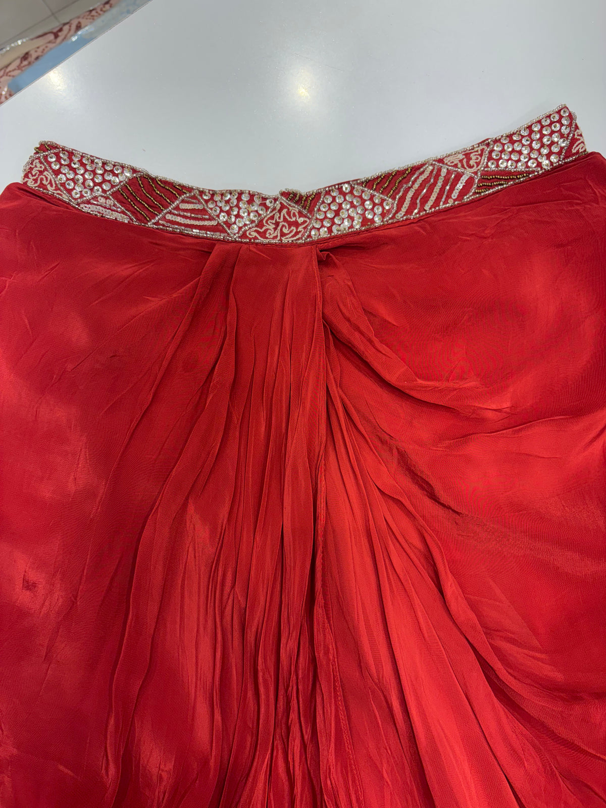 Crimson Beyond Ordinary – Luxury Dhoti Skirt Set { Limited Edition }