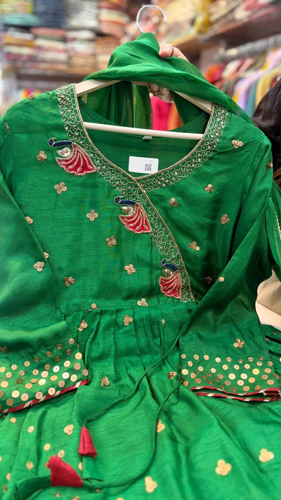The Peacock Waltz – Festive Angrakha Palazzo Set✨