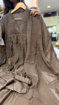 Olive Mocha / Grace Ivory Mul Chanderi Suit Set