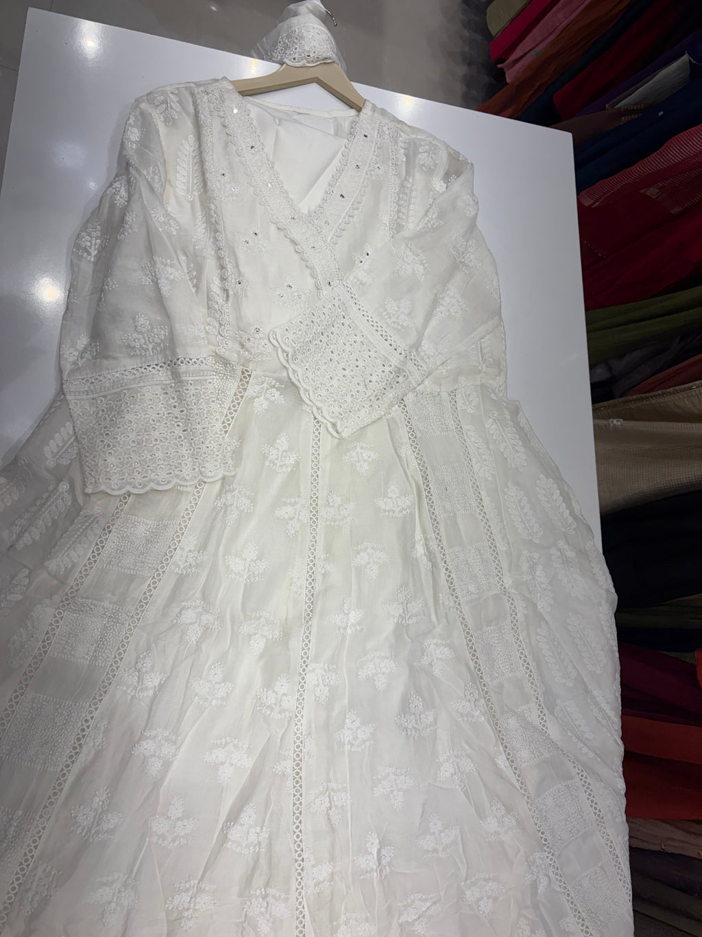 A Fine Balance of Ivory – Chikankari Beige Anarkali ⭐