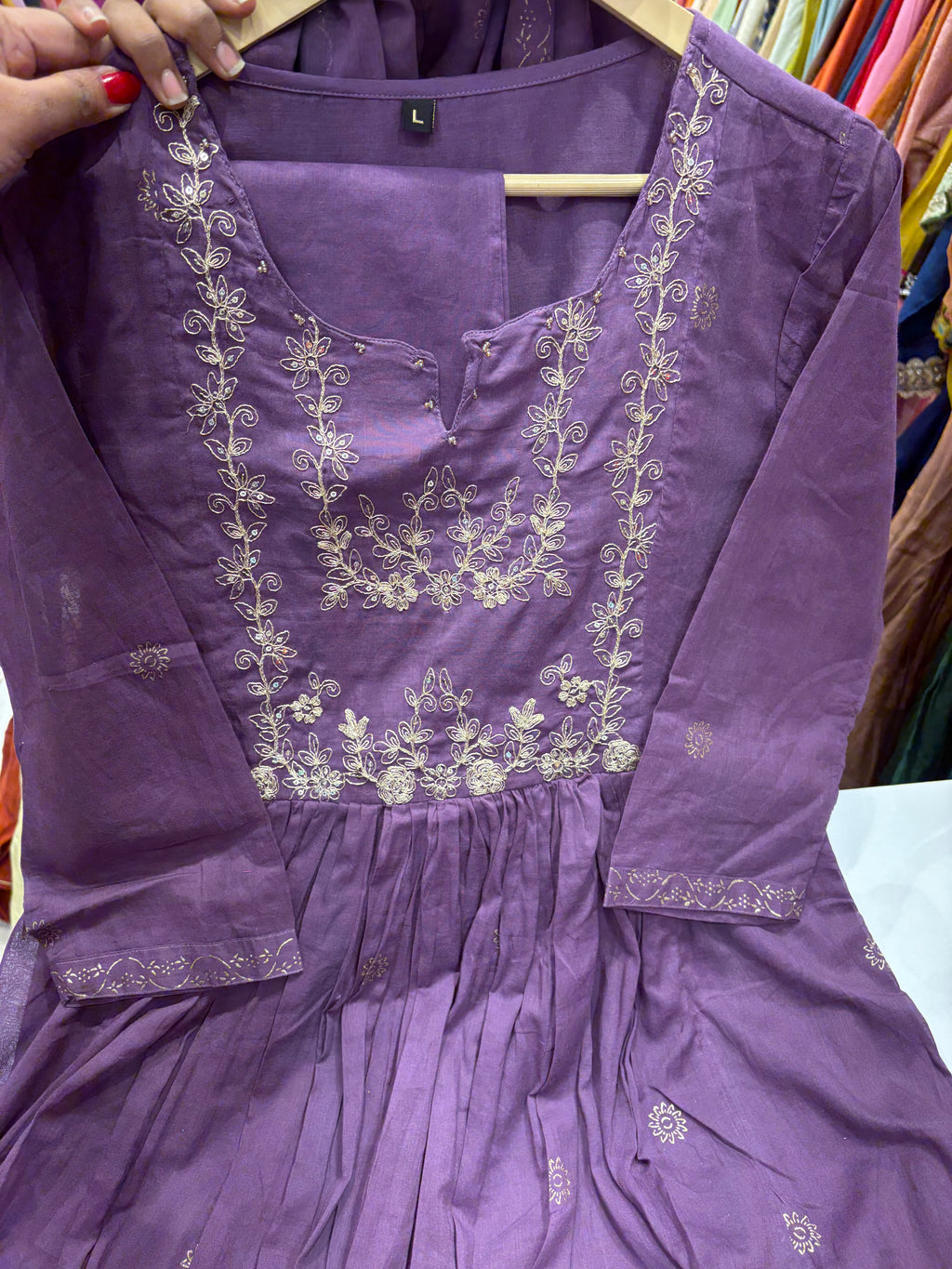 Title: Plum in Full Bloom – Anarkali Suit Set