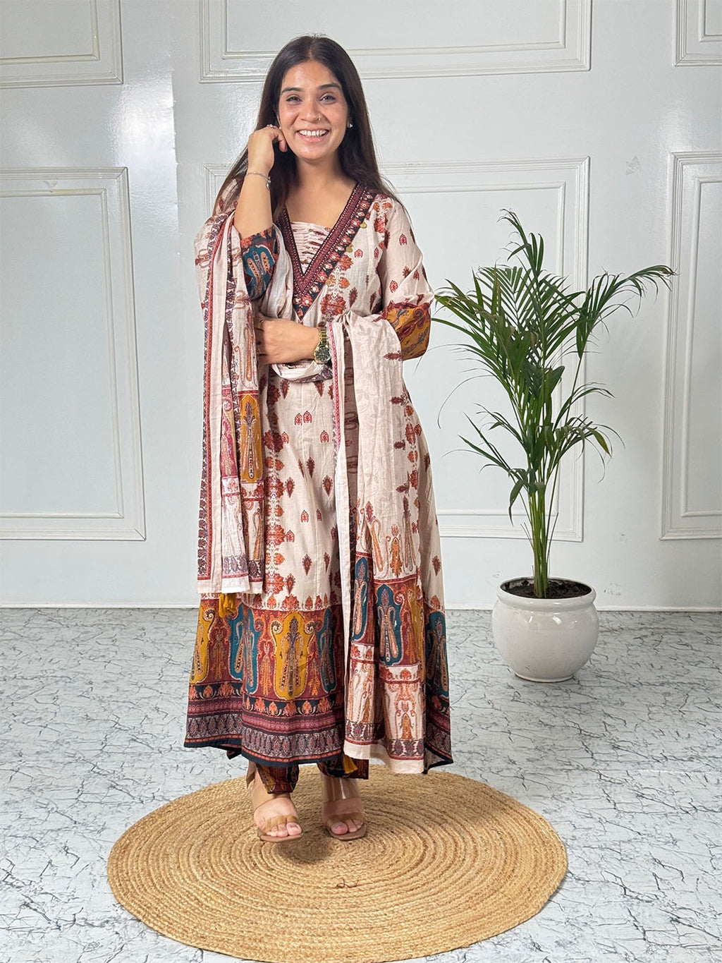 Ivory Heritage Printed Suit Set