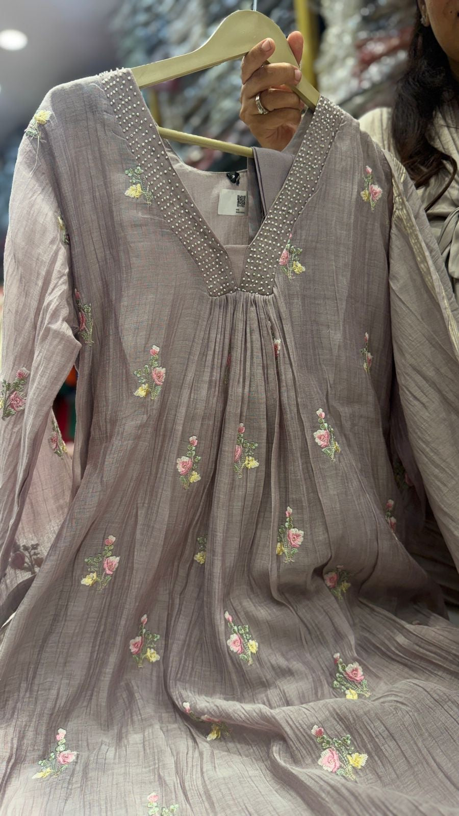 Misted Rose Mul Chanderi Suit Set