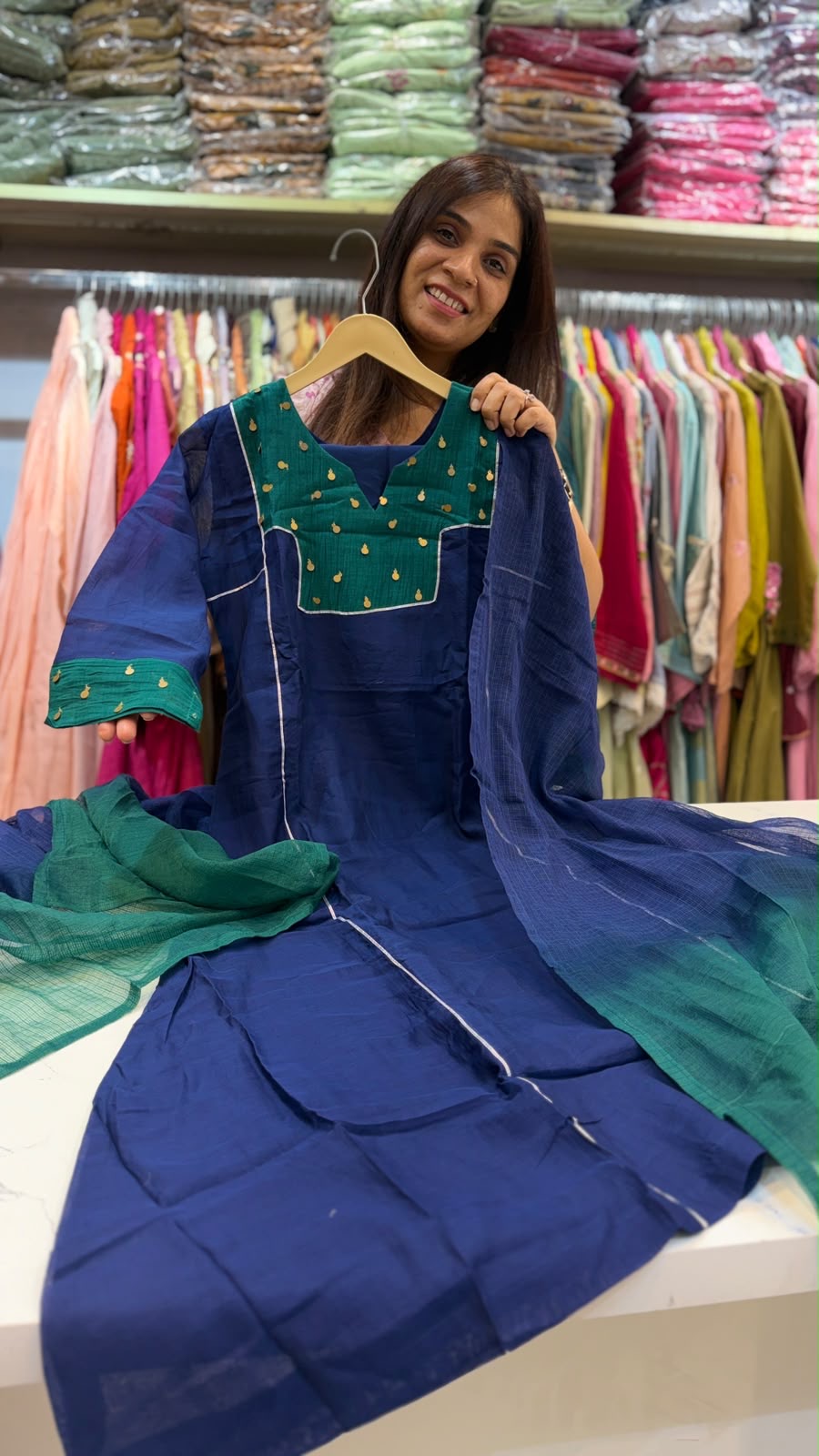Auric Bloom Mul Chanderi Suit Set
