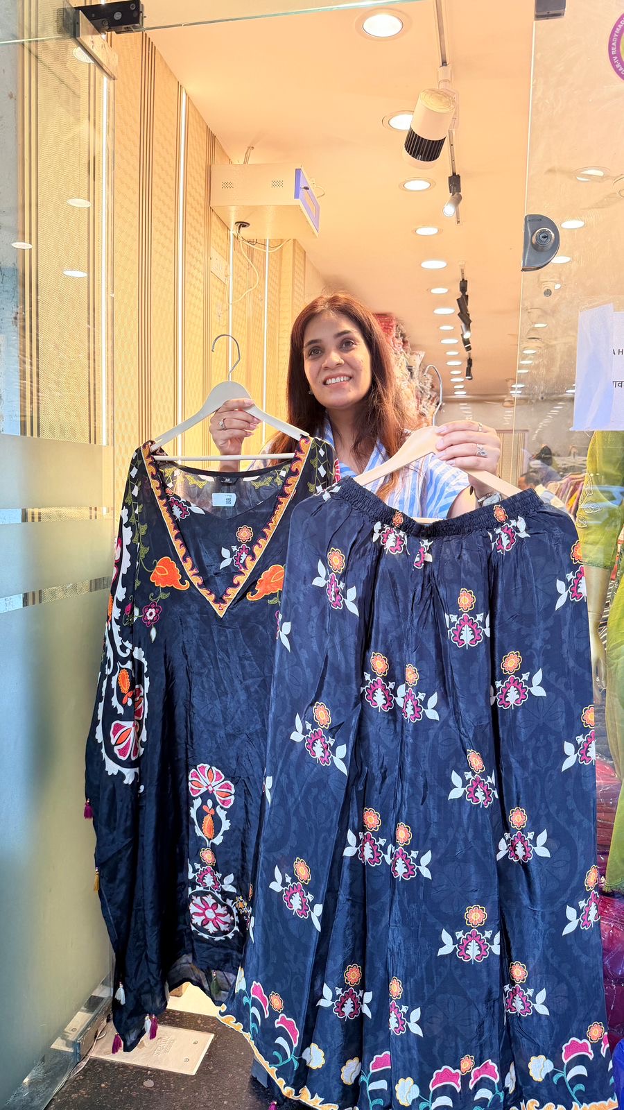 Midnight Bloom Bustier Kaftan Set