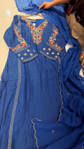 A Tale of Two Blooms – Mul Chanderi Suit Set