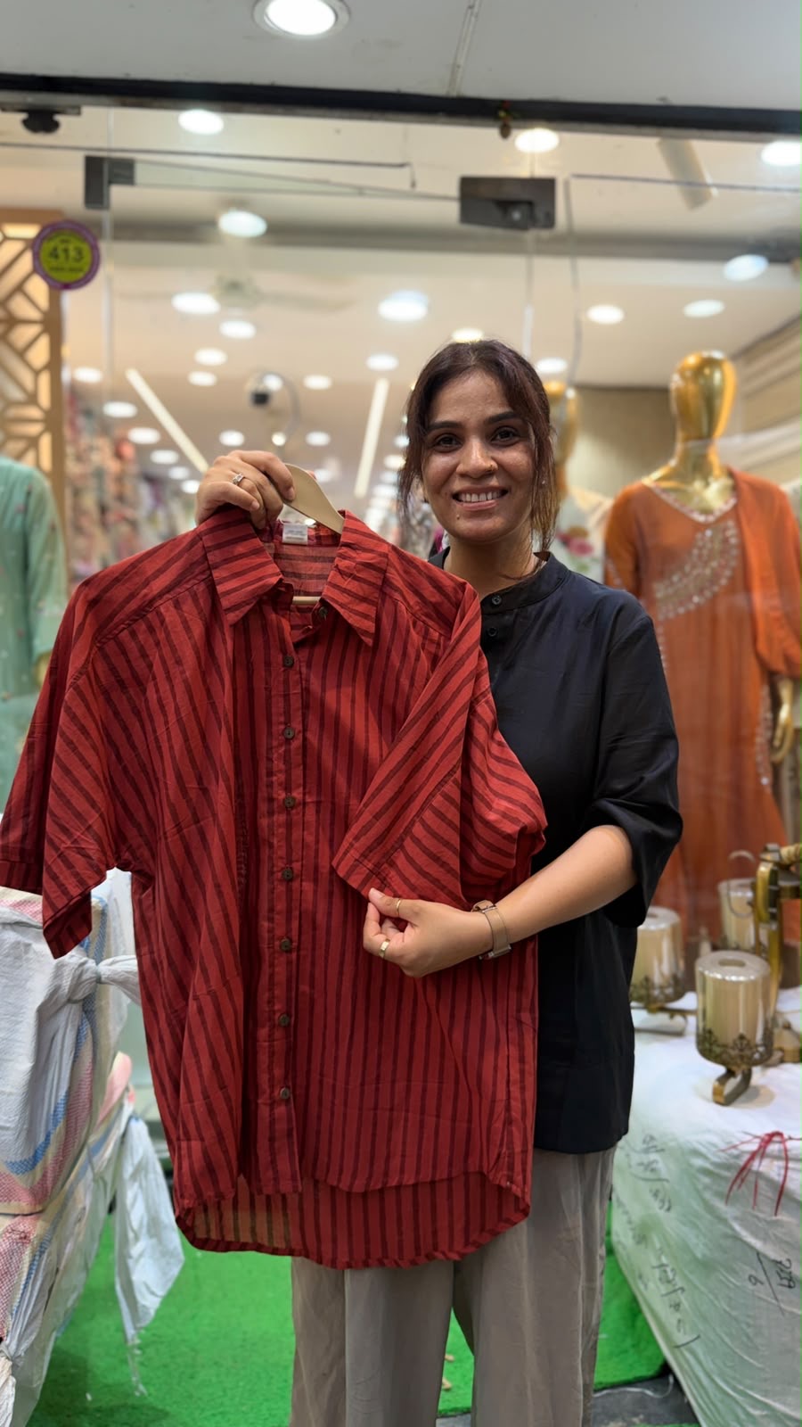Crimson Current Stripe Cotton Shirt