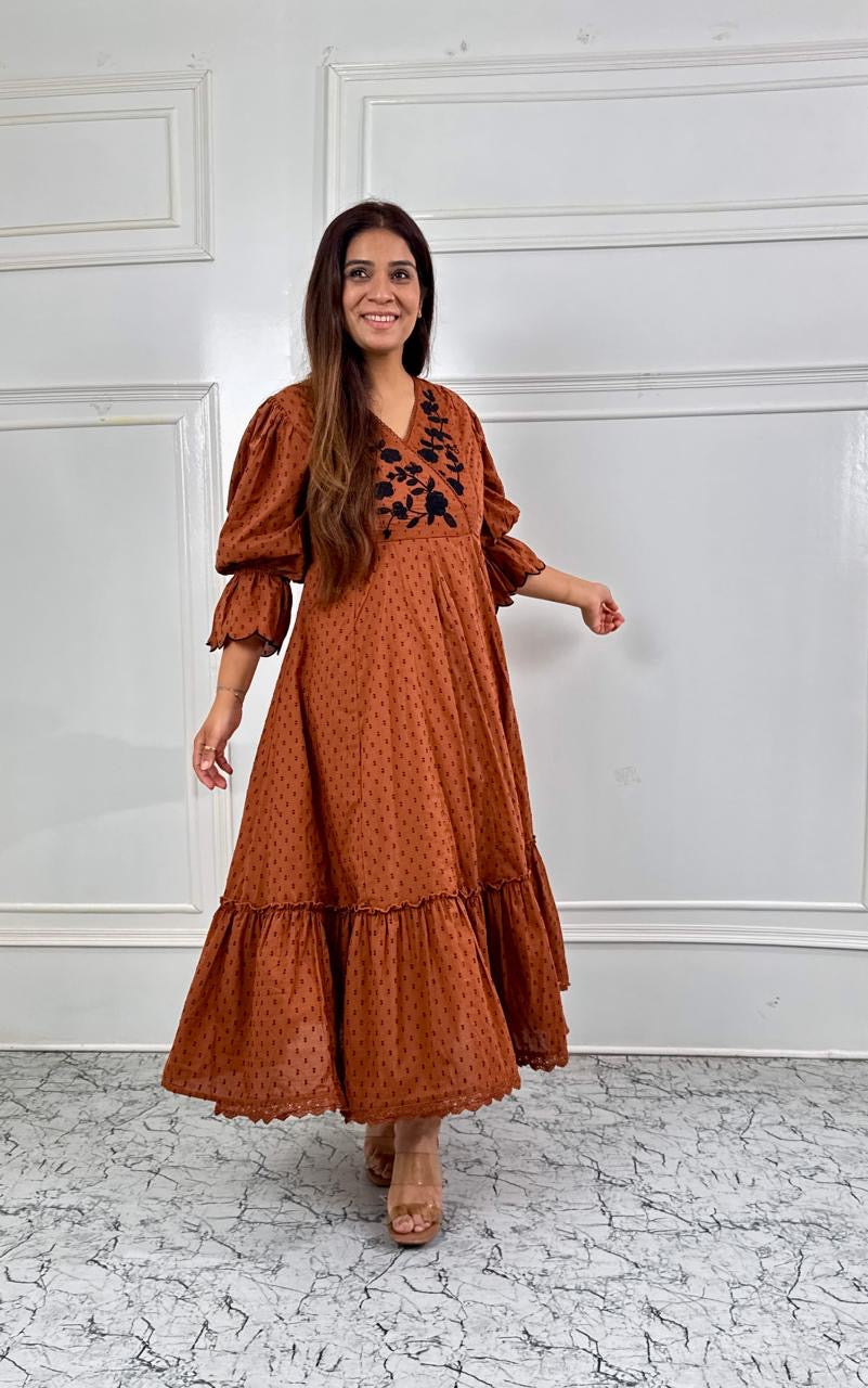Cinnamon Bloom Tiered Dress