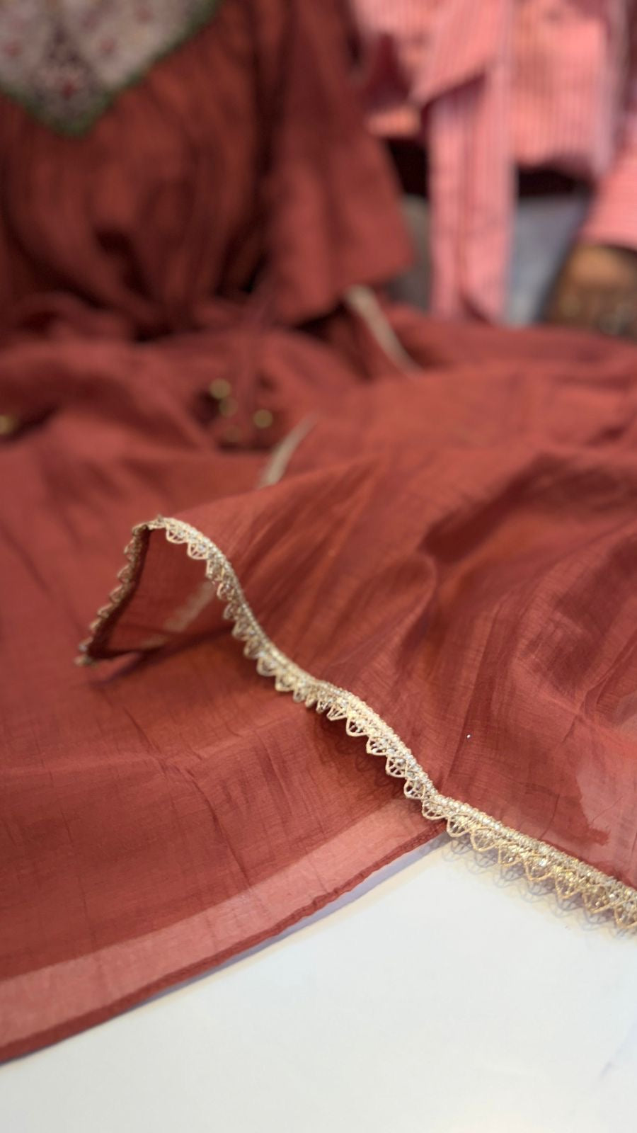 The Embroidered Arc – Mul Chanderi Suit Set