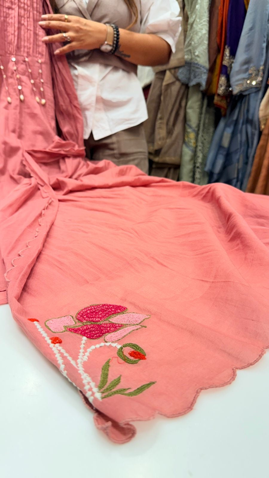 Muted Bloom Mul Chanderi Set