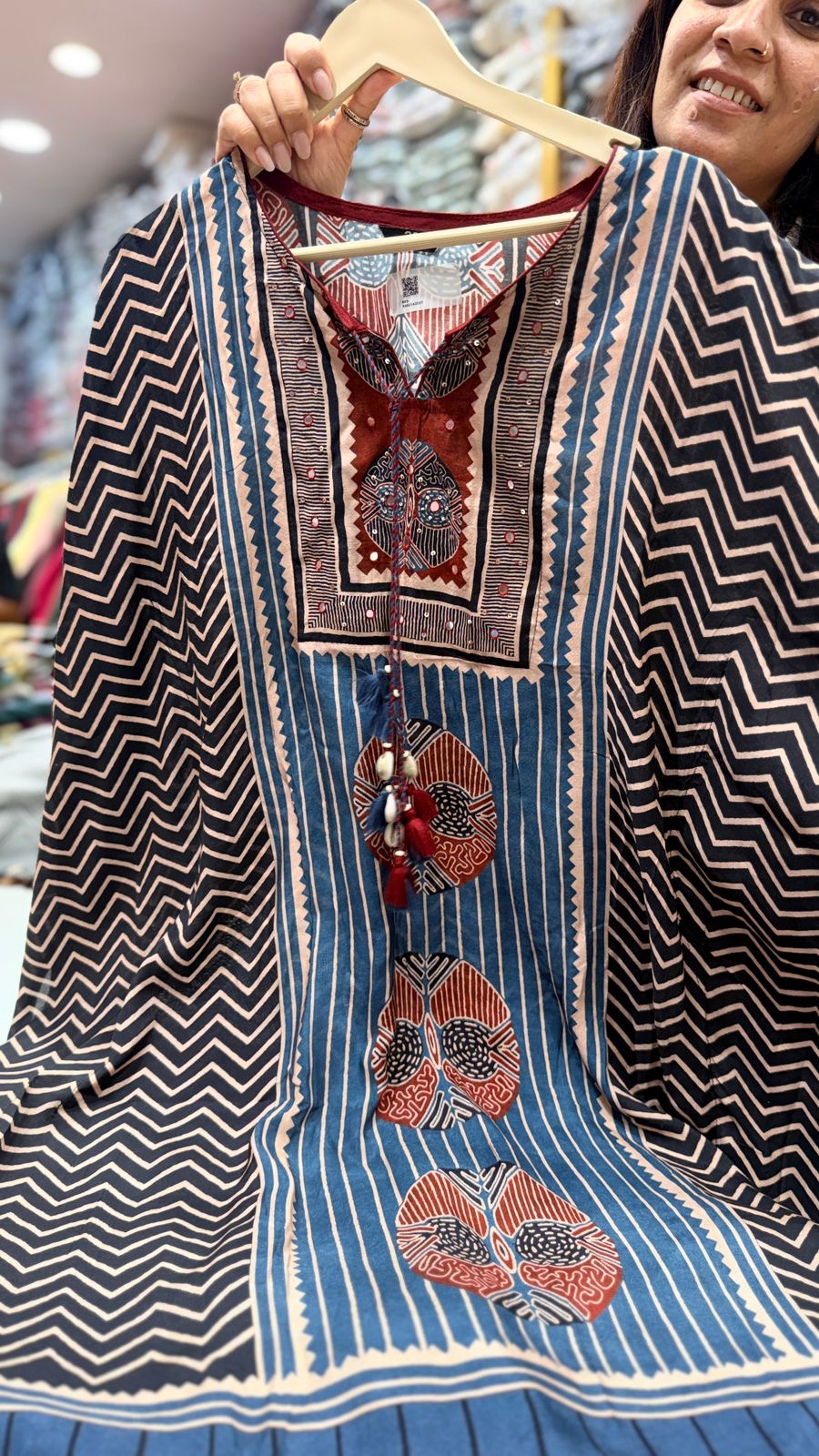 Indigo Rhythm Kaftan Set