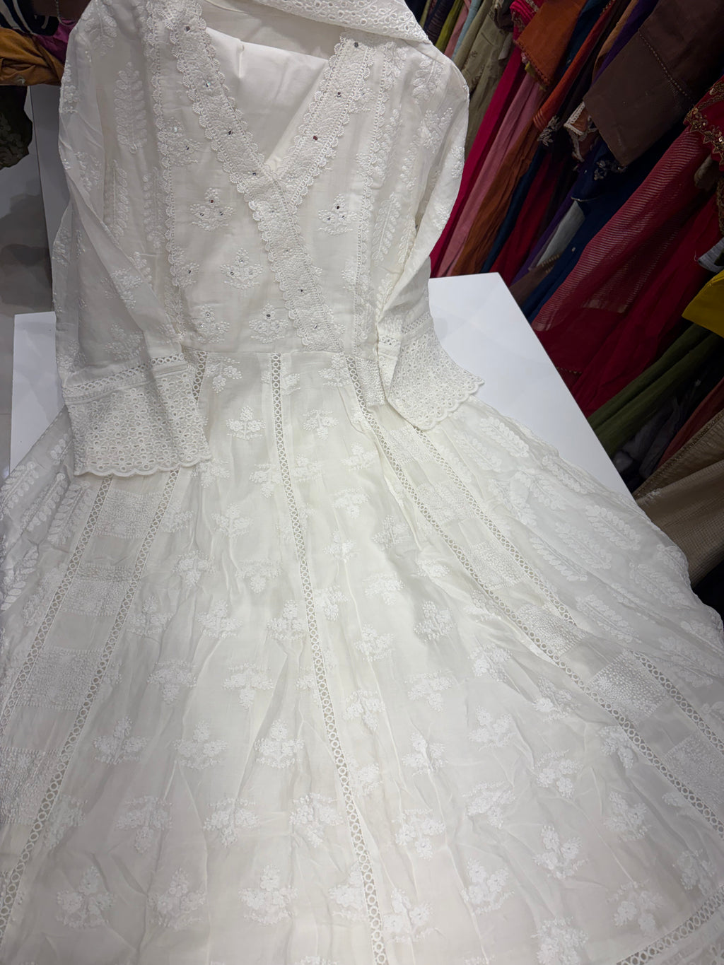 A Fine Balance of Ivory – Chikankari Beige Anarkali ⭐