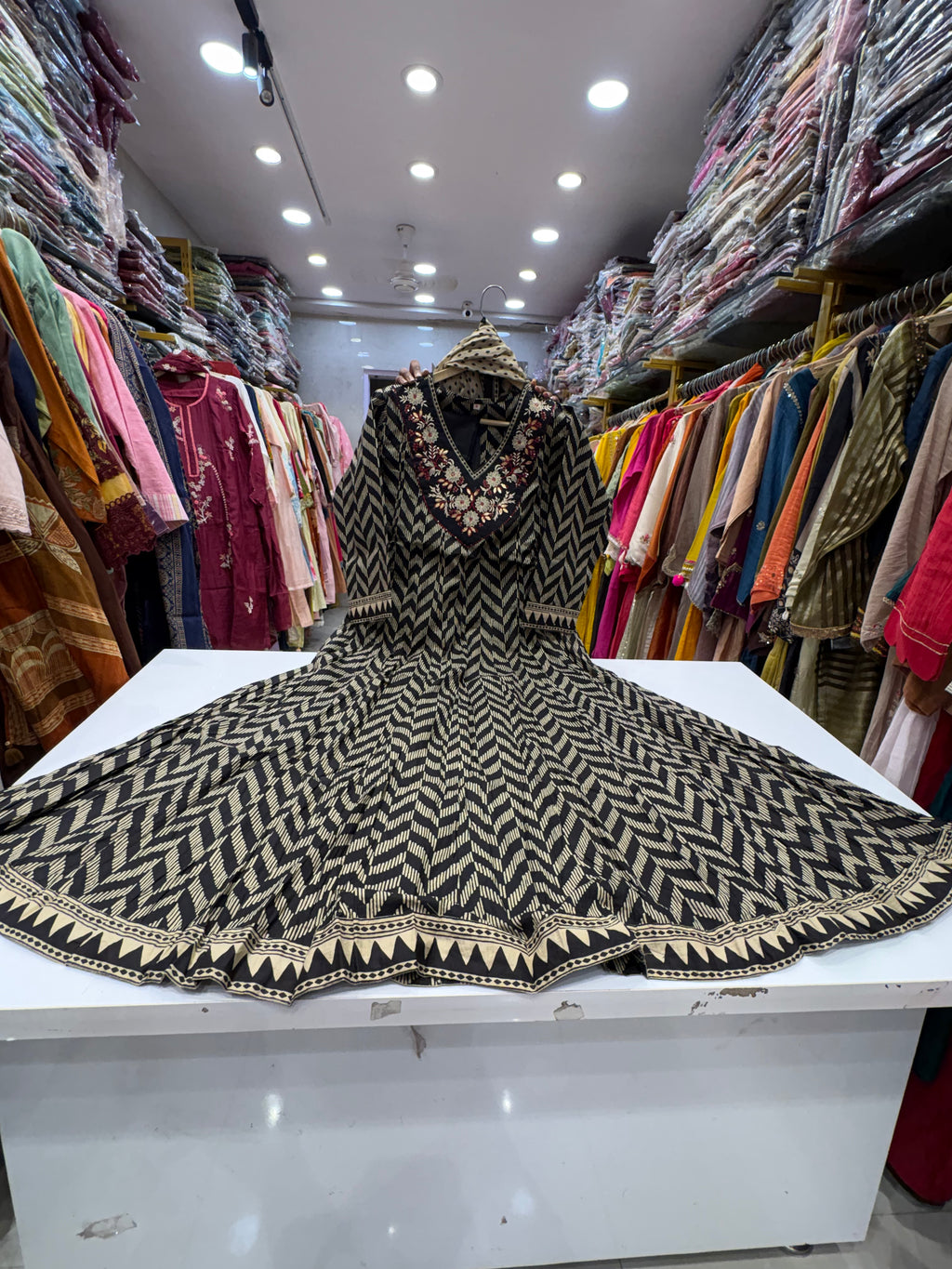 The Chevron Canvas – Printed Flared Anarkali