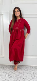 Ruby Charm Gathered Kurta Set