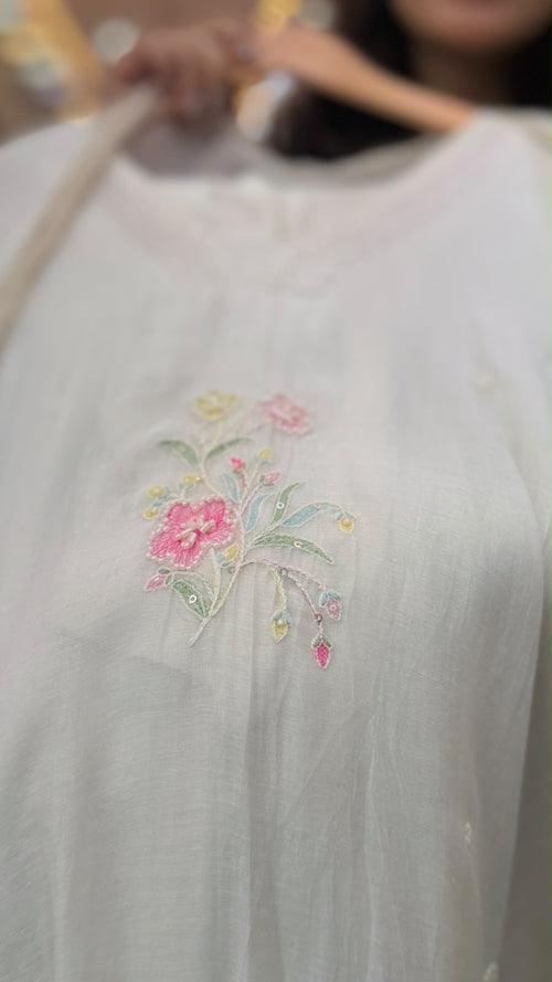 Flowers, Barely There – Mul Chanderi Suit Set