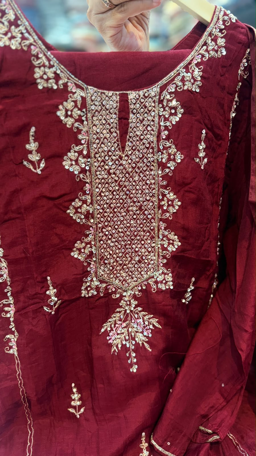 A Touch of Gilded Romance – Embroidered Festive Suit Set
