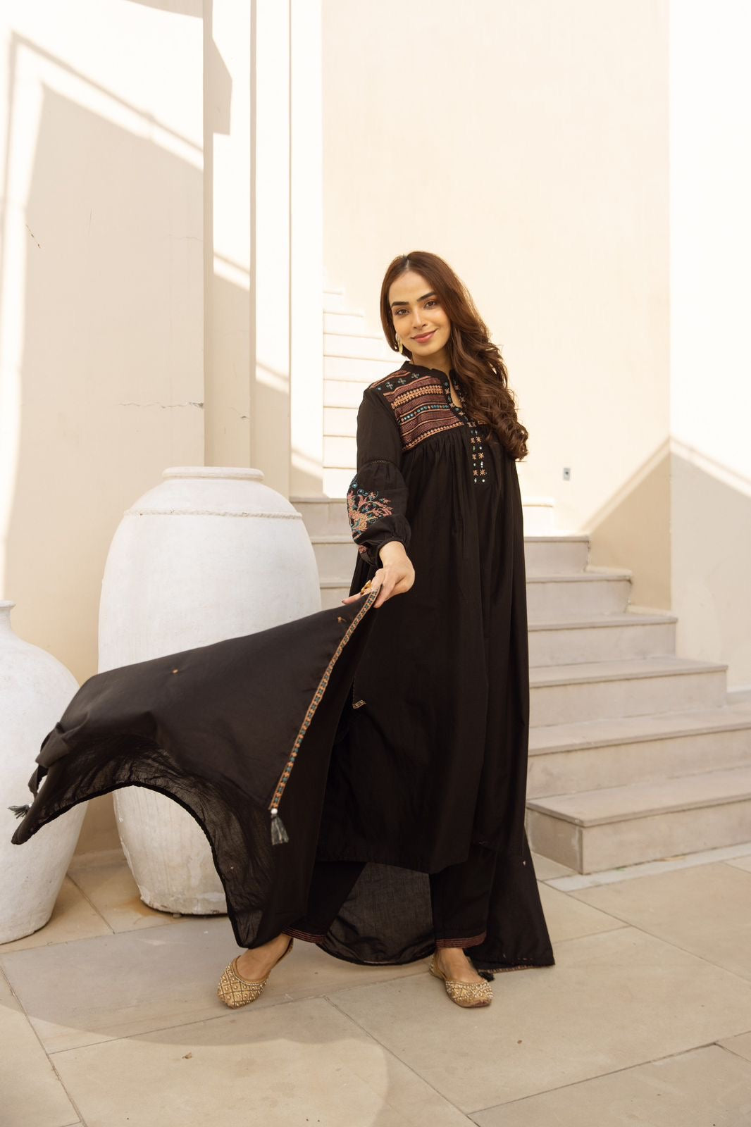 Midnight Zoya Embroidered Suit Set