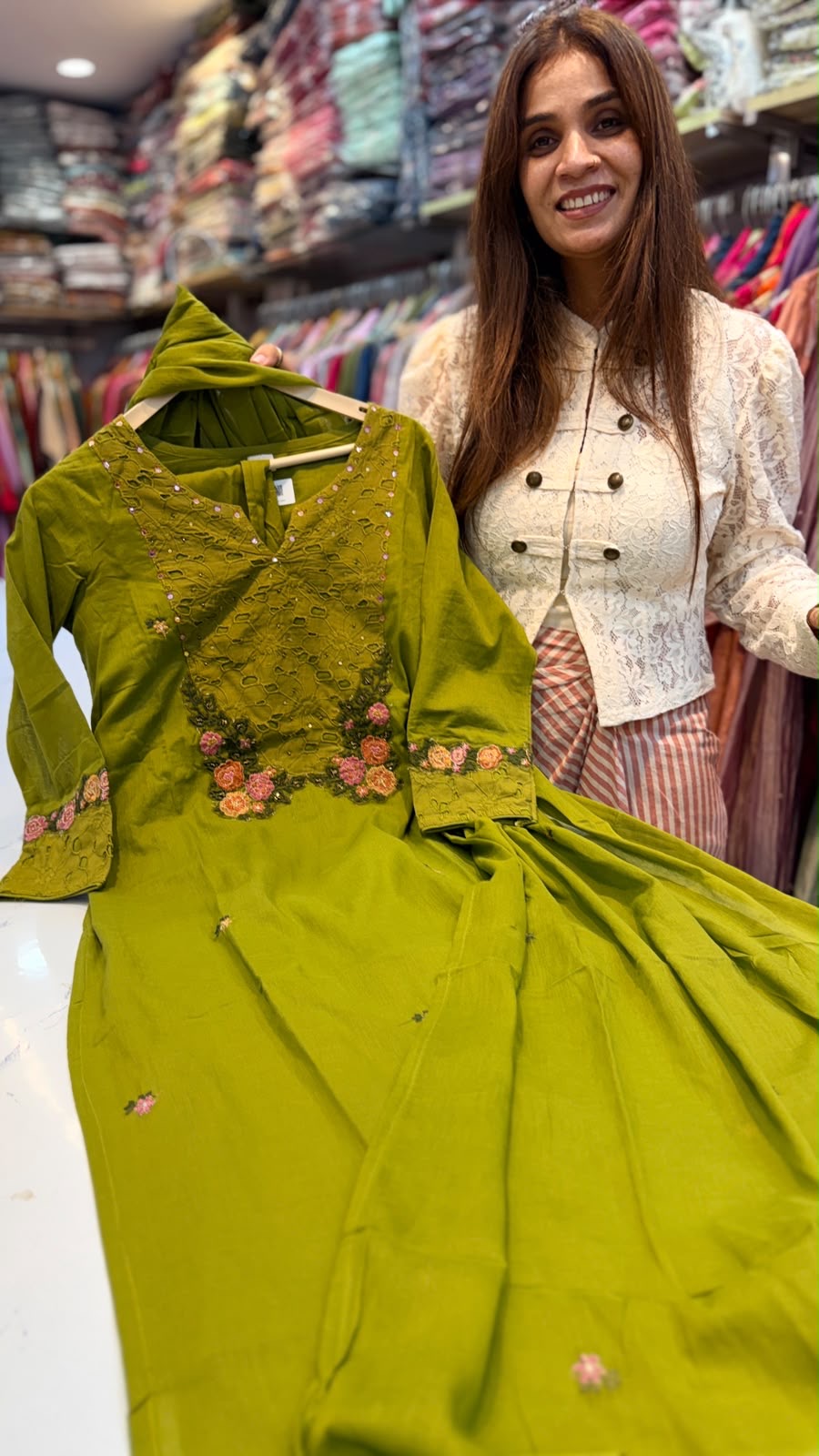Floral Cutwork Embroidered Suit Set