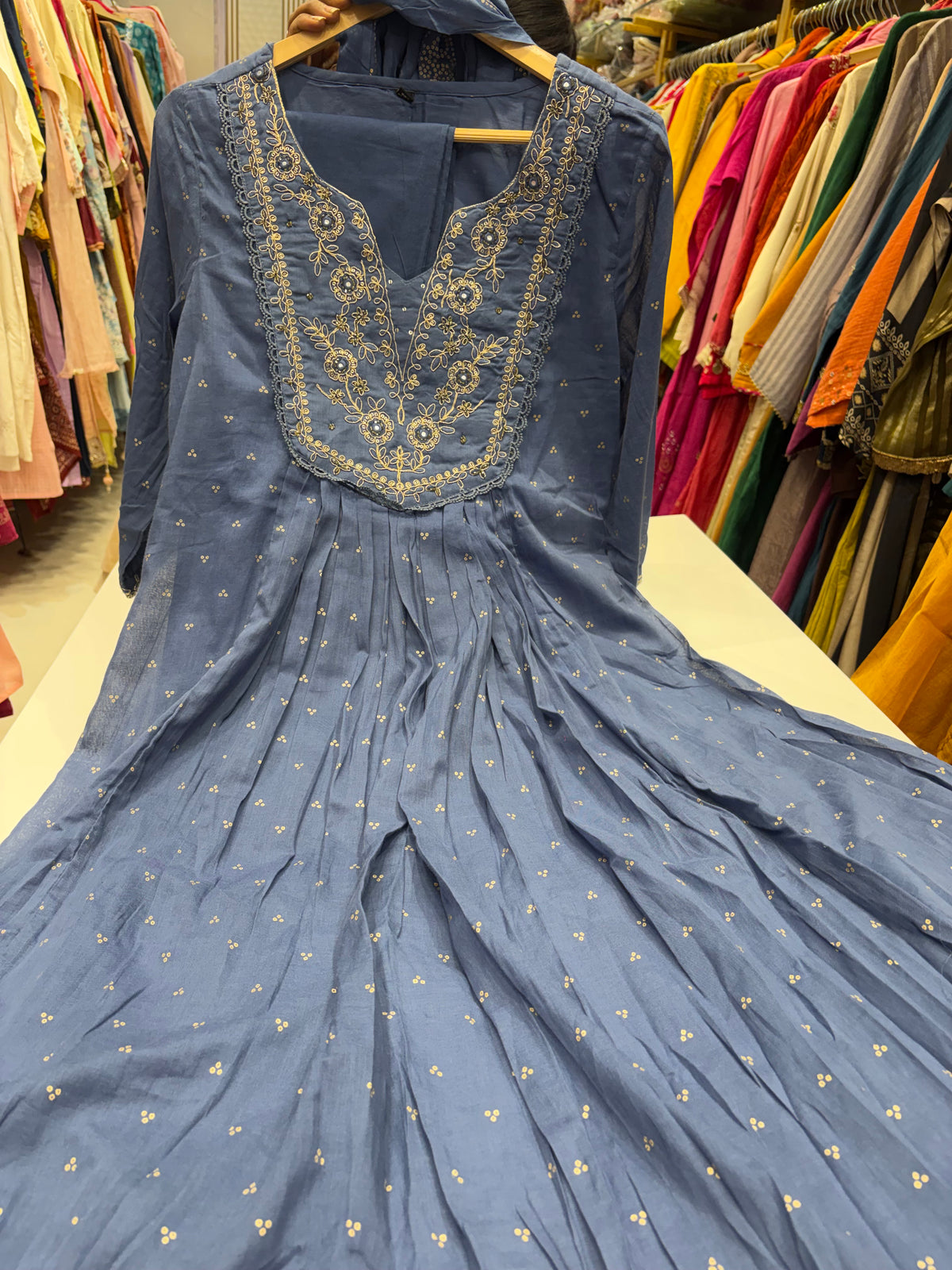 The Golden Silhouette – Embroidered Flared Suit Set