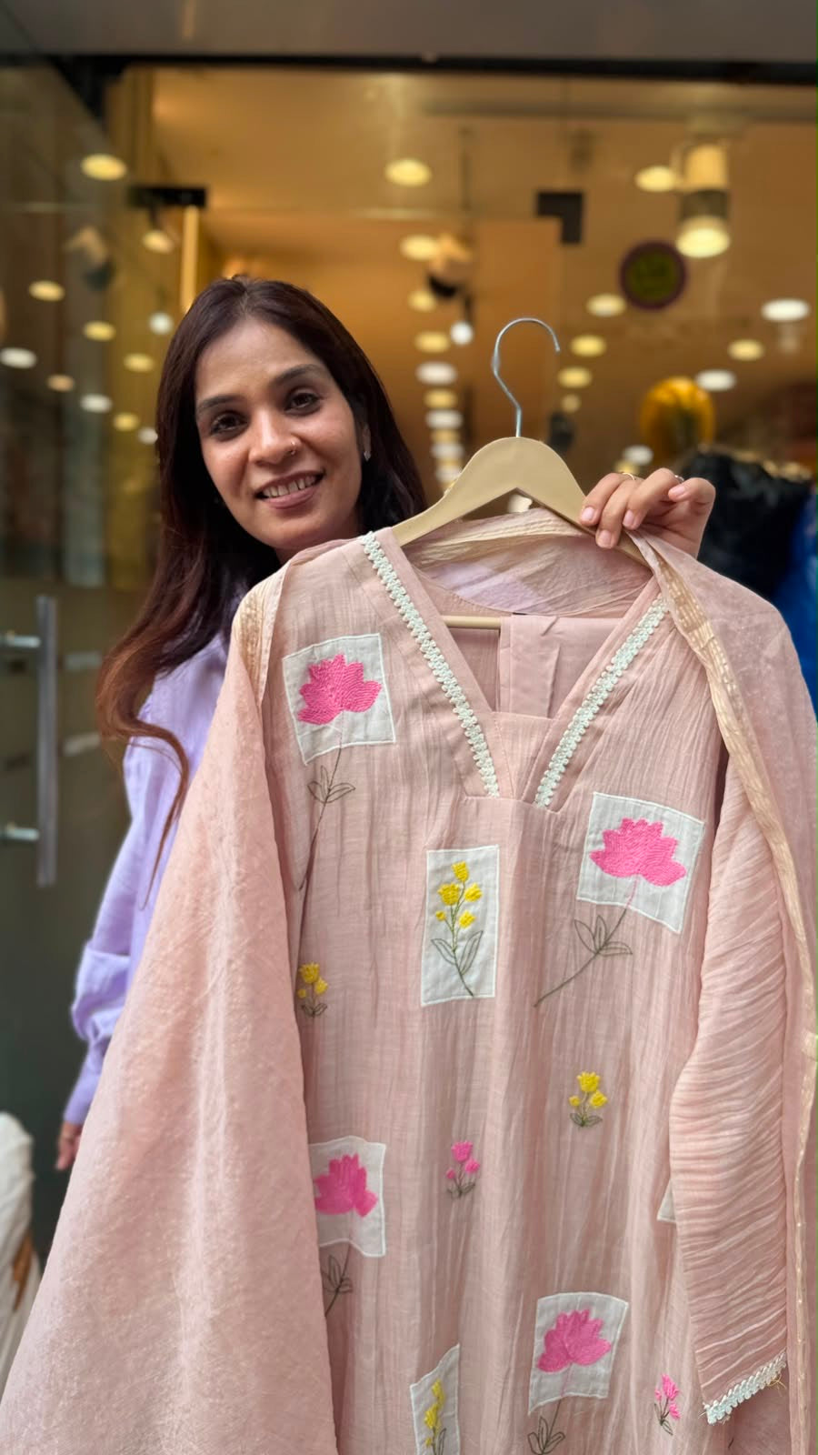 Petals on Parchment – Mul Chanderi Suit Set