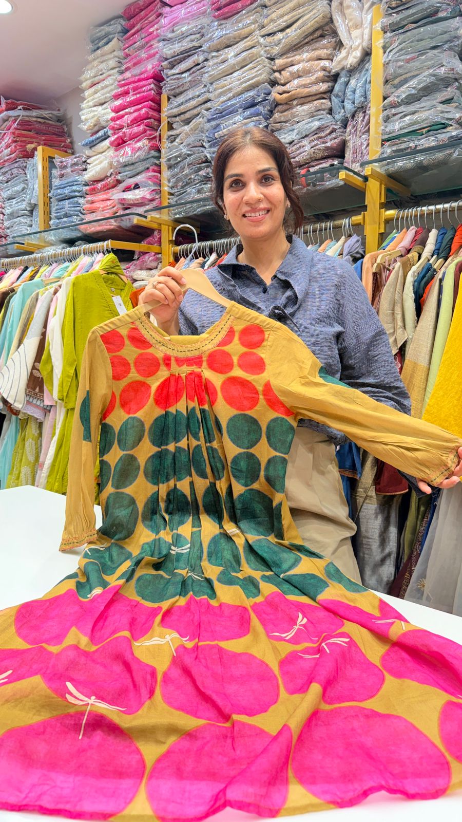 Sunset Polka Bloom Kurta Pant