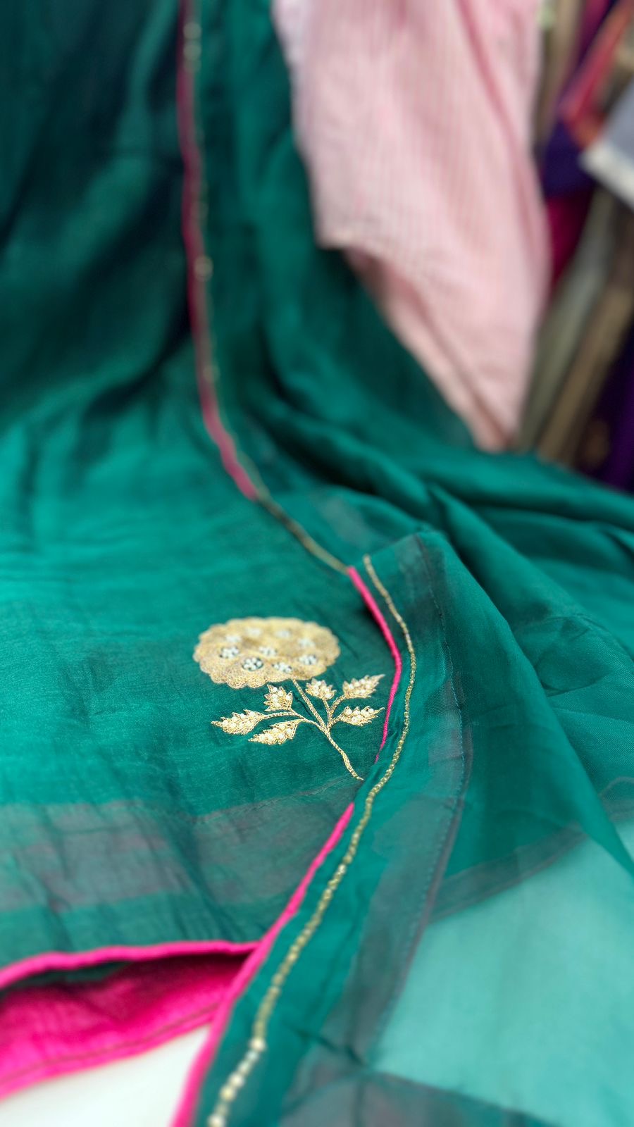 Emerald & Mocha Mul Chanderi Grace Set