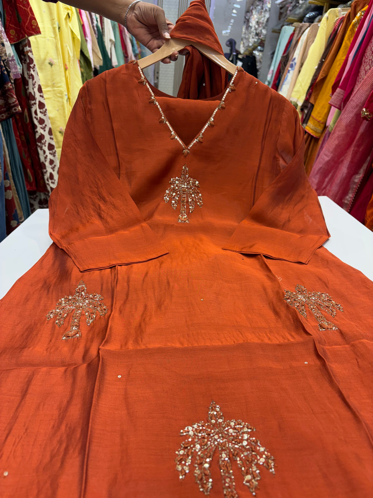 Rust, Set in Gold – Dola Silk Suit Set ⭐
