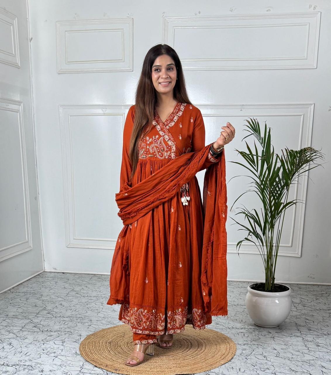 Rust Ember Angrakha Anarkali