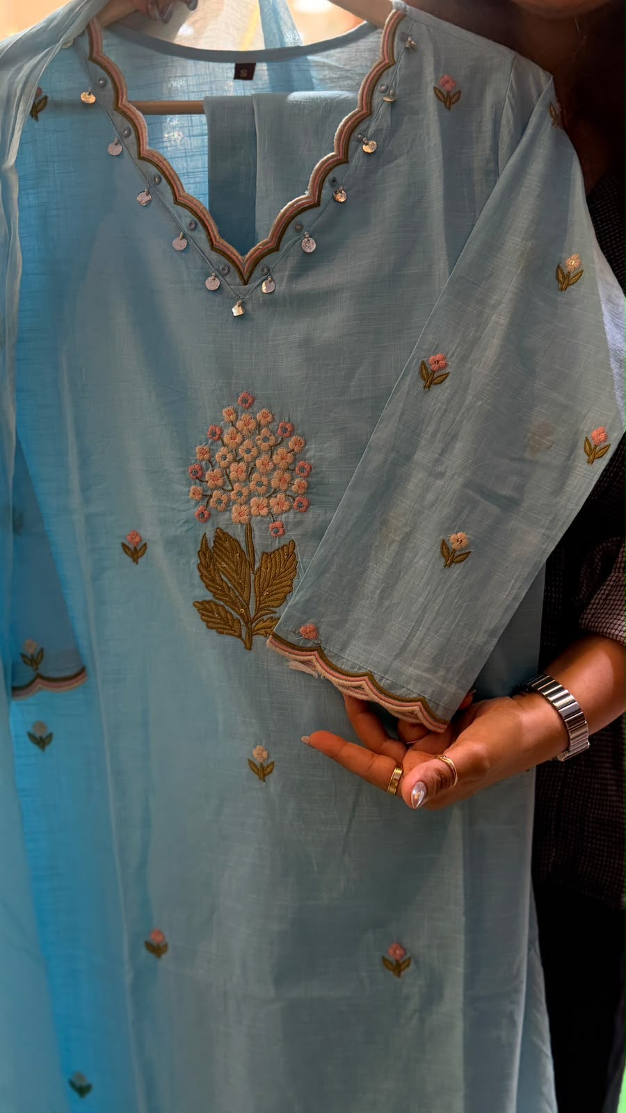 Petals, Precisely Placed – Embroidered Suit Set