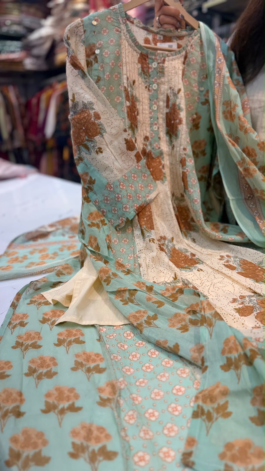 Mint Meets Ivory – Floral Suit Set ⭐