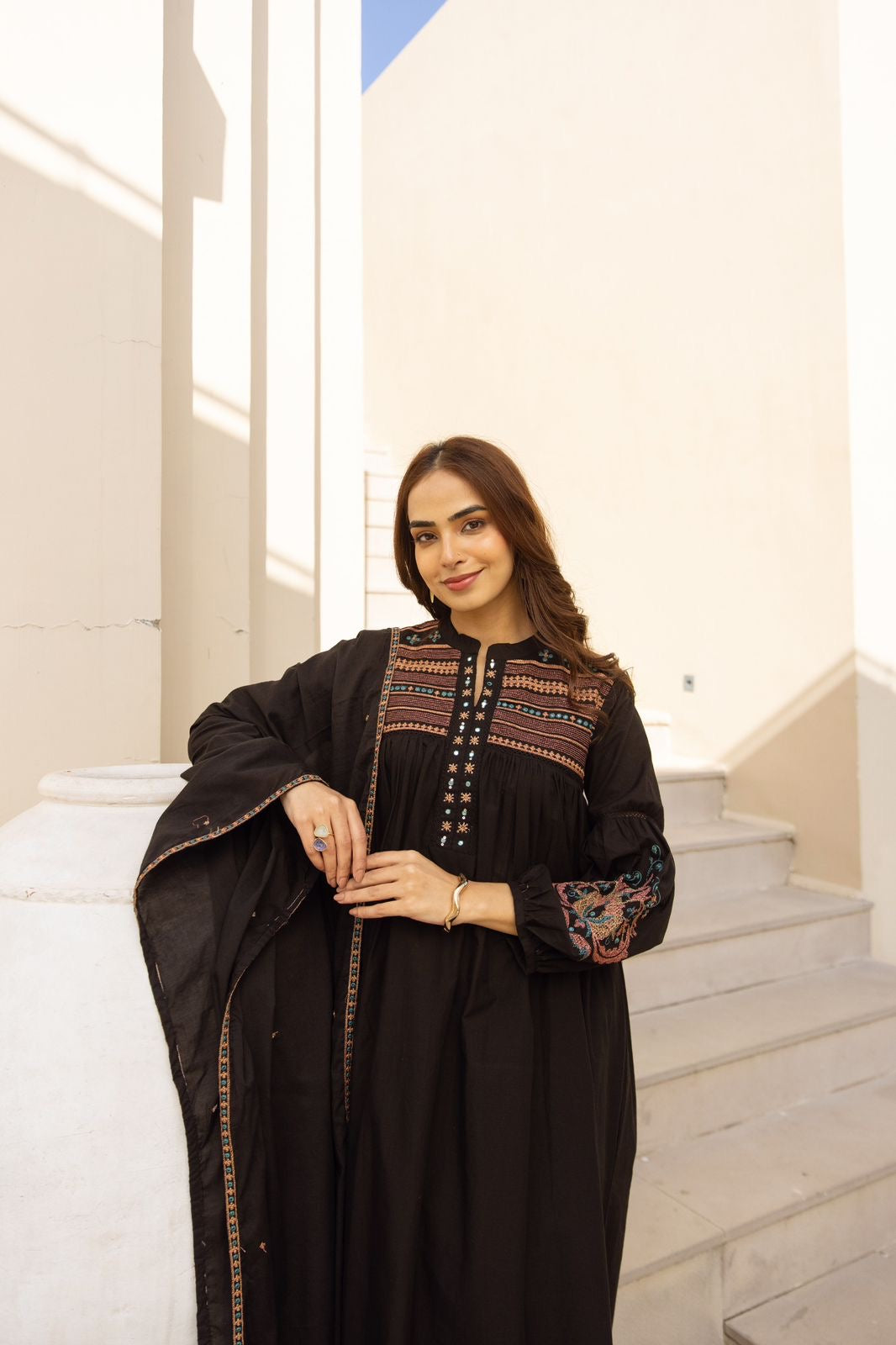 Midnight Zoya Embroidered Suit Set