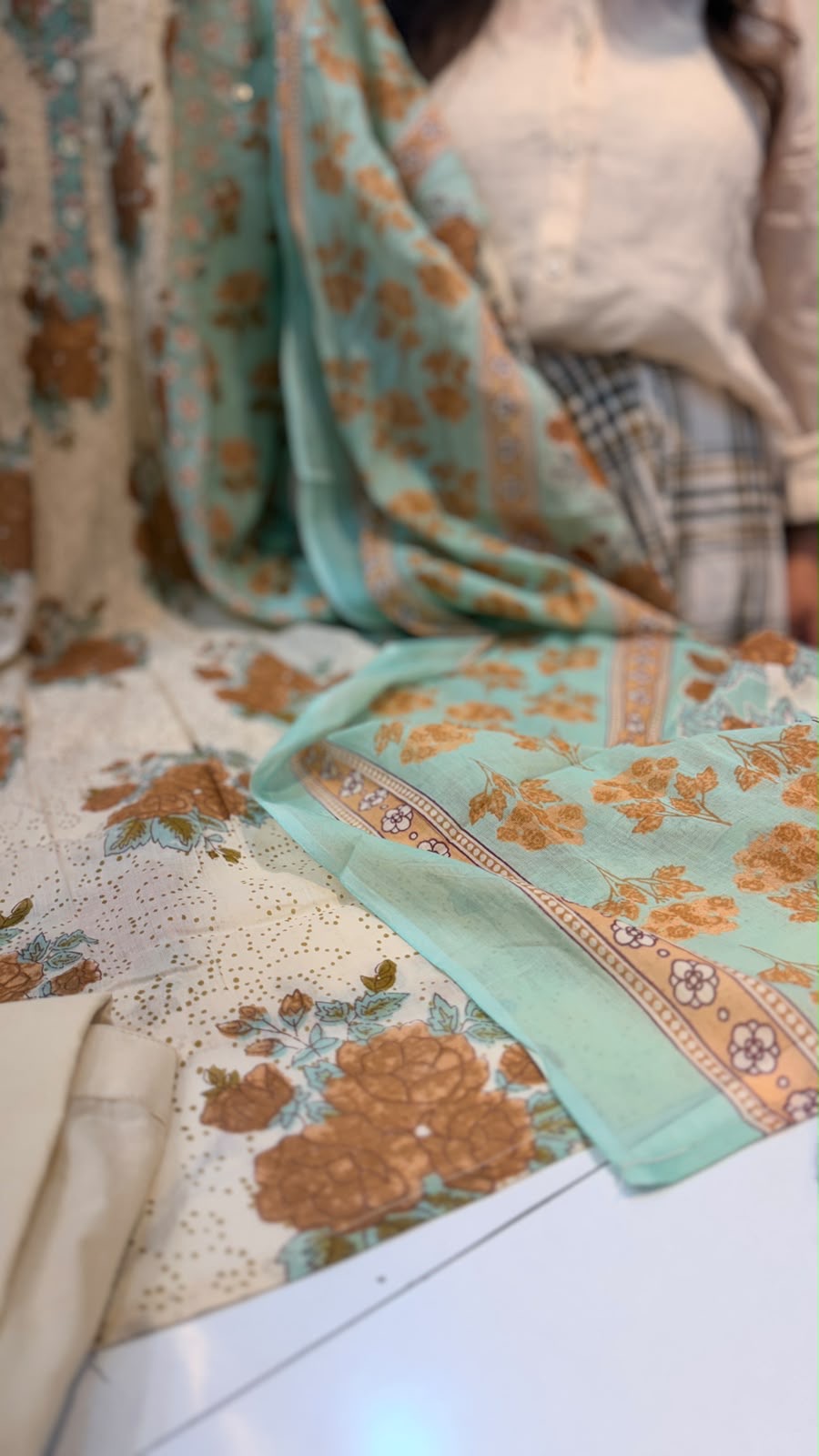 Mint Meets Ivory – Floral Suit Set ⭐