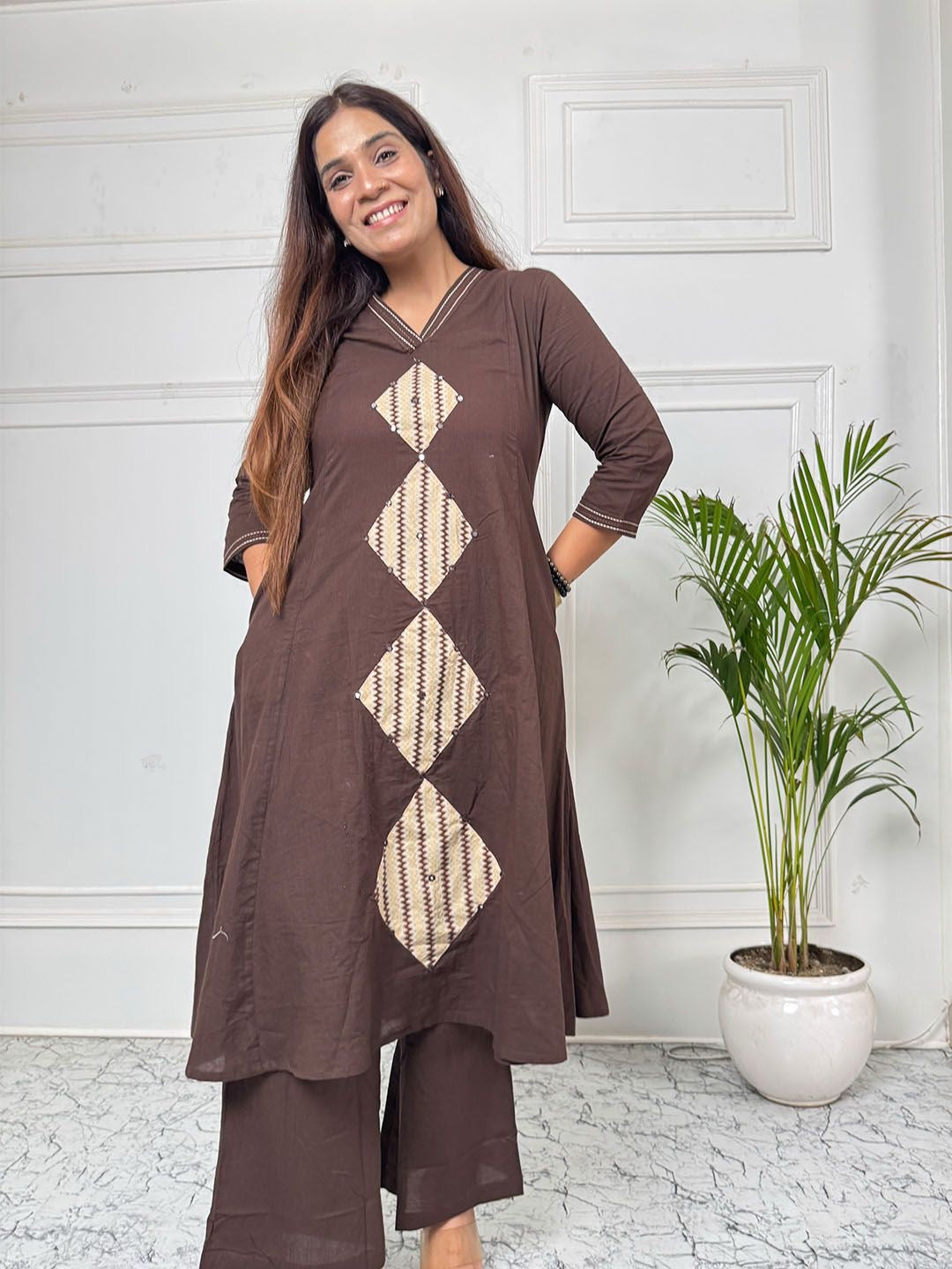 Cocoa Charm Cotton Kurta Set
