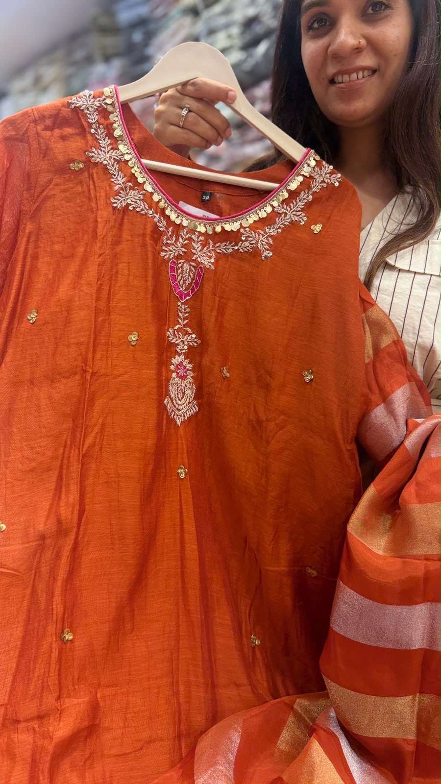 Olive Ember Mul Chanderi Suit Set