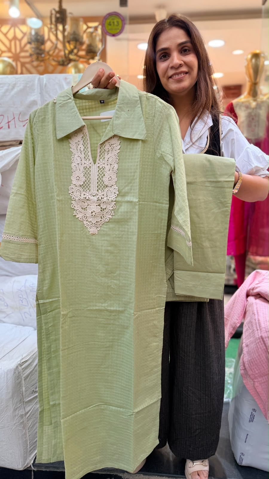 Pastel Poetry – Textured Cotton Suit Set ✨